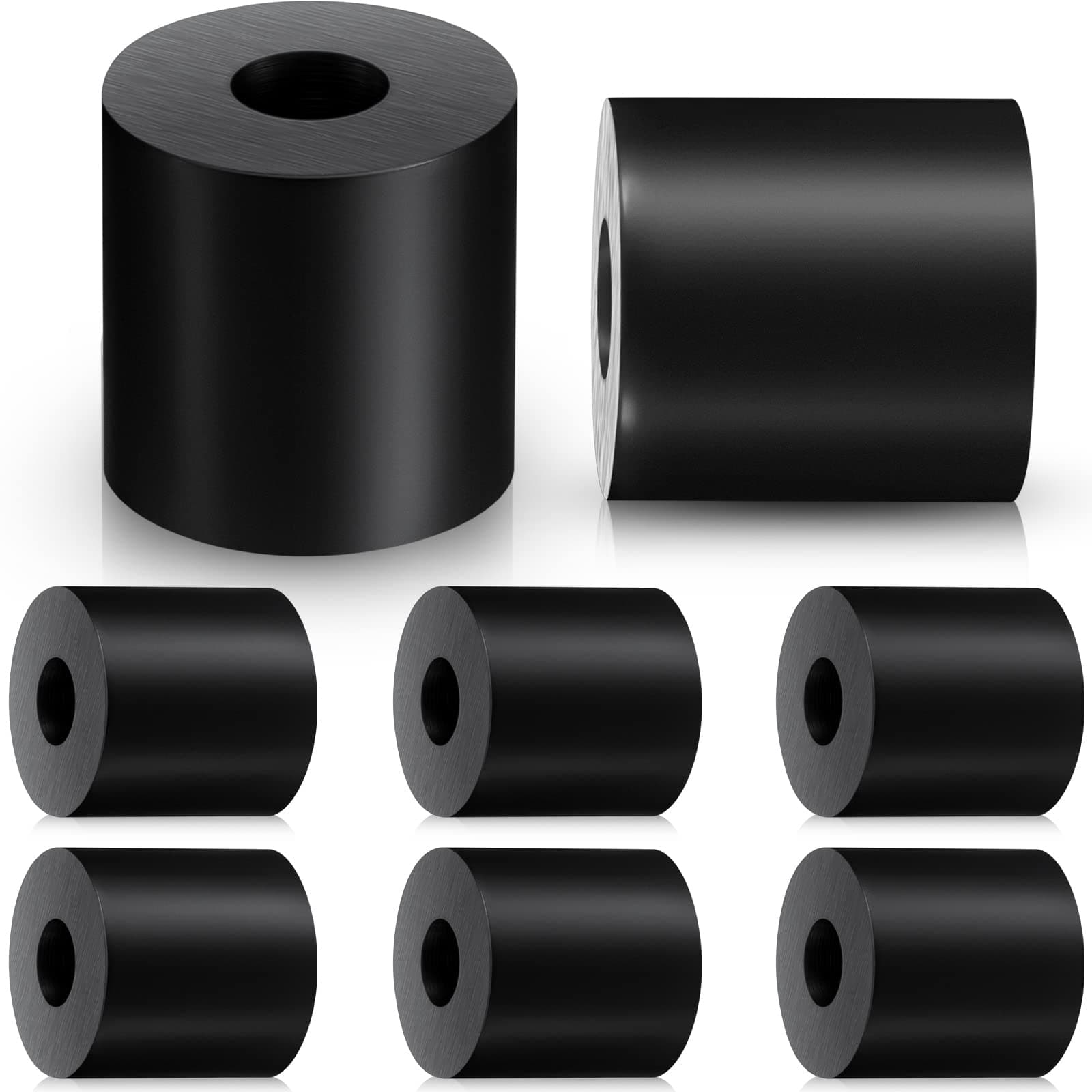 Boao 8 Pack Multi Purpose Rubber Spacer 1 Inch OD x 3/8 Inch ID x 1 Inches Thickness Rubber Bushing Anti Vibration Spacer Black Round Neoprene Washers for Home and Car Accessories