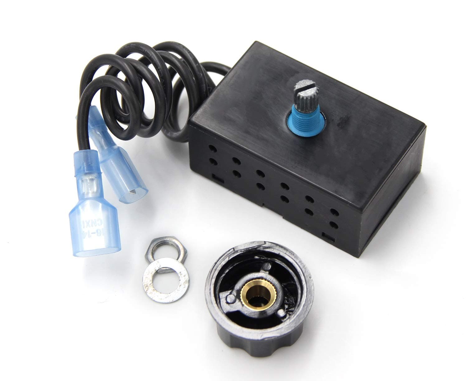 Hongso Fireplace Stove Blower Fan Variable Rheostat Speed On/Off Switch Ctrl with 2 Male Connectors, Fireplace Fan Speed Control