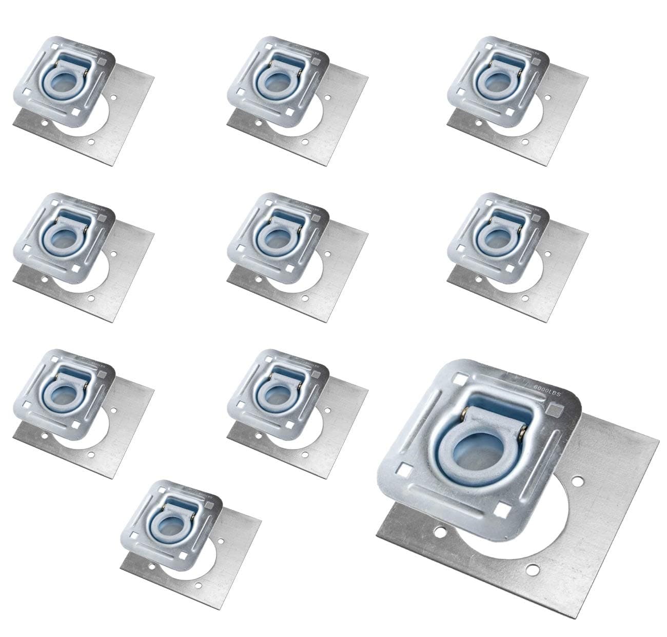 Recessed D-Ring 6,000 lb. Cap. Tiedown w/ Backing Plate - 10 pack