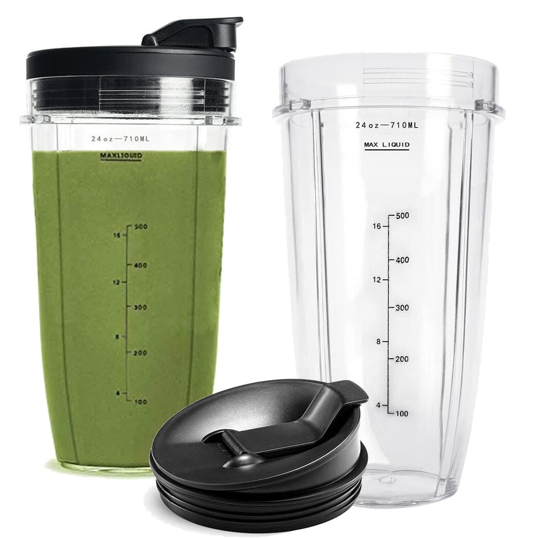 24OZ Replacement Cups Compatible with Ninja Nutri BN401, SS101, BN400, BN800, BN801, SS351, SS151 TWISTi DUO Blender, with Upgraded Sip and Seal Lids- Convenient to Drink Directly.(2 Pack)