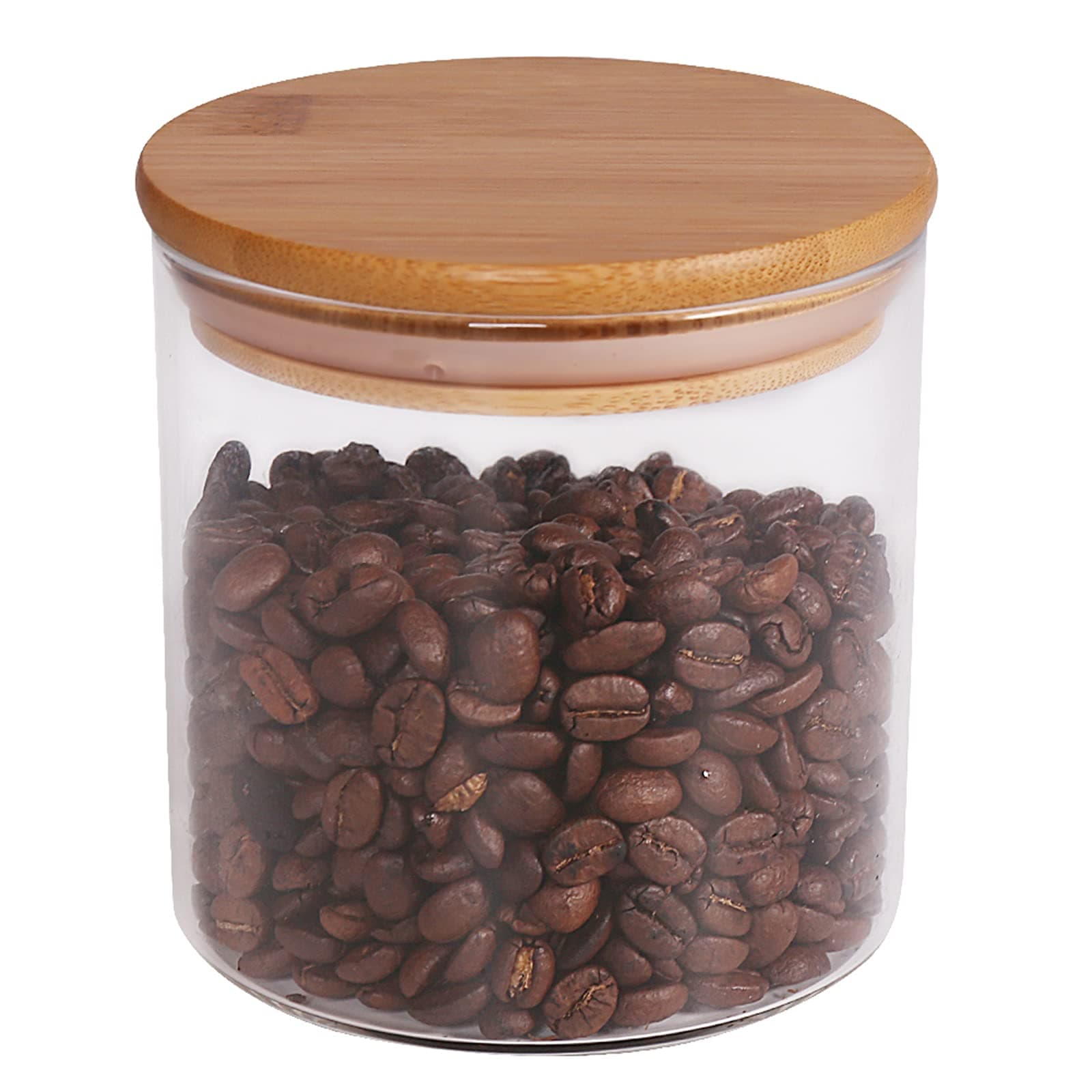 18 Oz/550 ML Glass Jar with Lid, Clear Thickened Version Glass Storage Containers with Sealed Bamboo Lid, For Coffee, Sugar, Spices, Tea, Beans, Candy, Cookie
