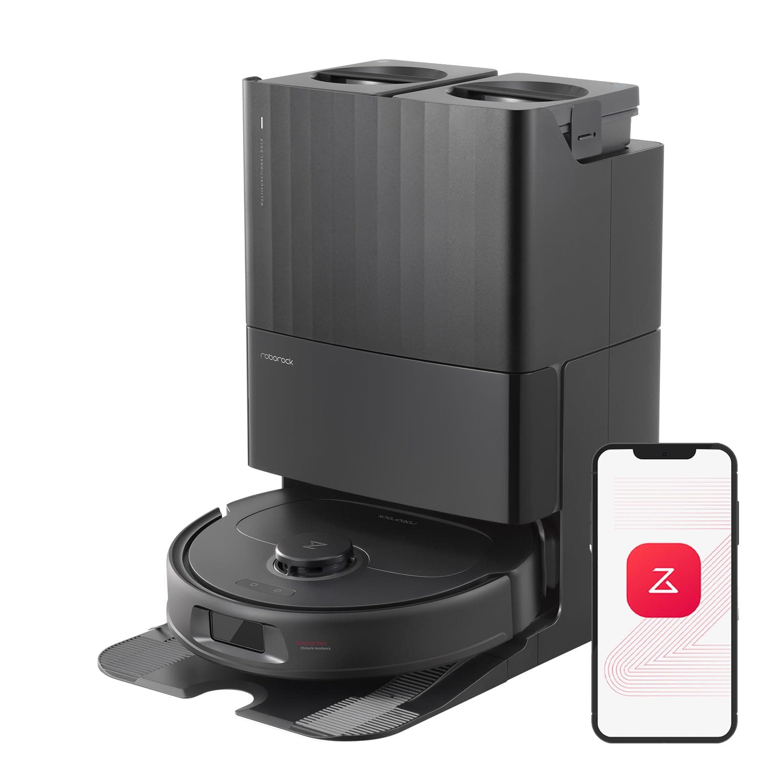 Qrevo Plus Robot Vacuum and Mop with FlexiArm Design Edge Mopping, Self-Emptying, 10 mm Liftable Mops, Auto Mop Washing & Drying, Reactive Tech Obstacle Avoidance, 7,000 Pa Suction, Black