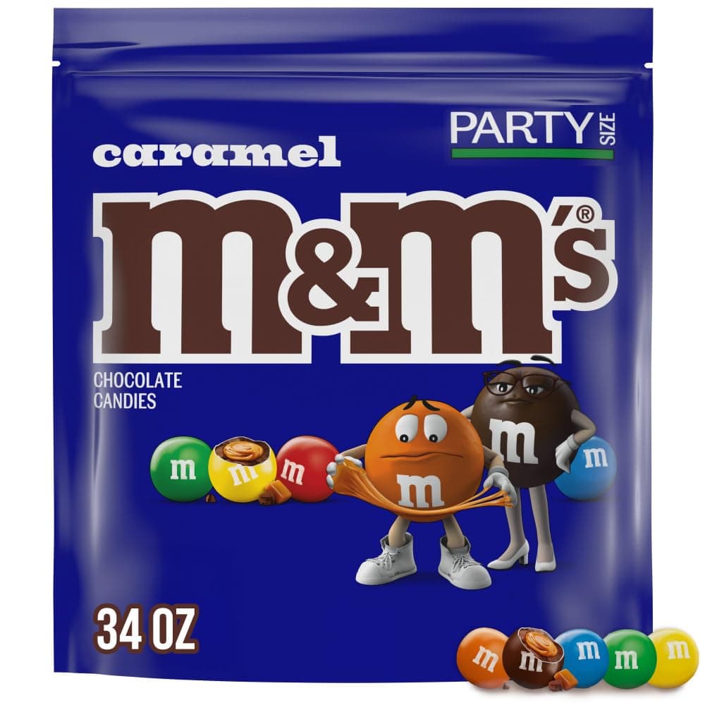 M&M'S Caramel Milk Chocolate Candy Bulk Pack, Party Size, 34 oz Resealable Bag for Parties, Baking and Sharing