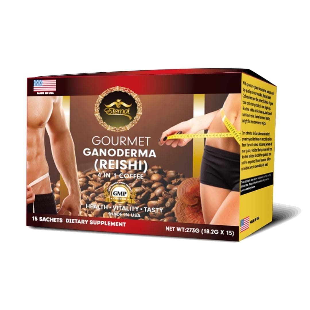 Asian Latte Coffee Ganoderma Singles, 15 Packets (0.64 oz) – Instant Coffee Mix with Reishi Mushroom, Creamy Light Roast, Travel-Friendly Sachets