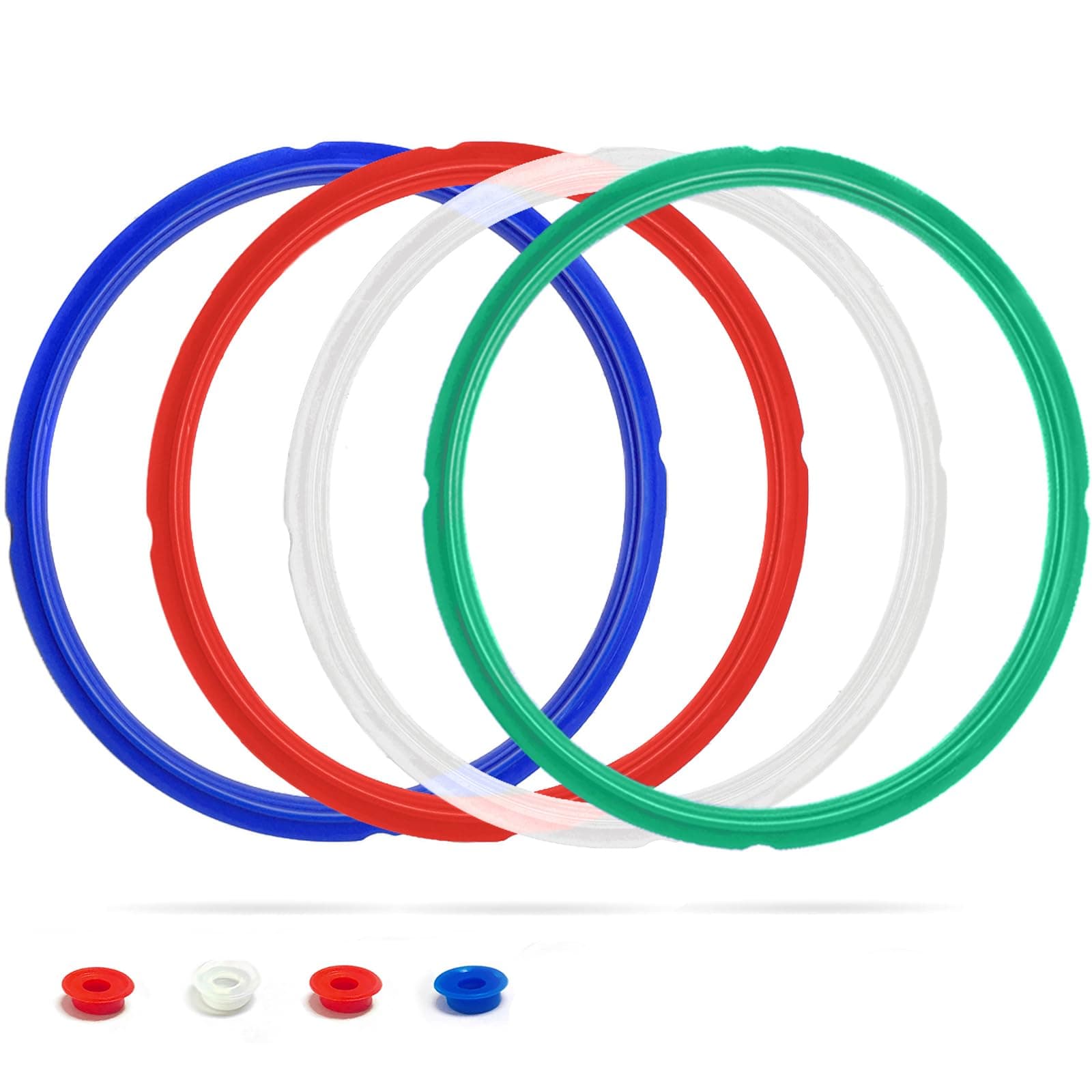 4 Pack Silicone Sealing Ring for InstaPot - Gasket Accessories for 6 Qt InstaPot - Replacement Silicone Gasket Seal Rings with 4 Colors(Red, Clear Green Blue) (6QT)