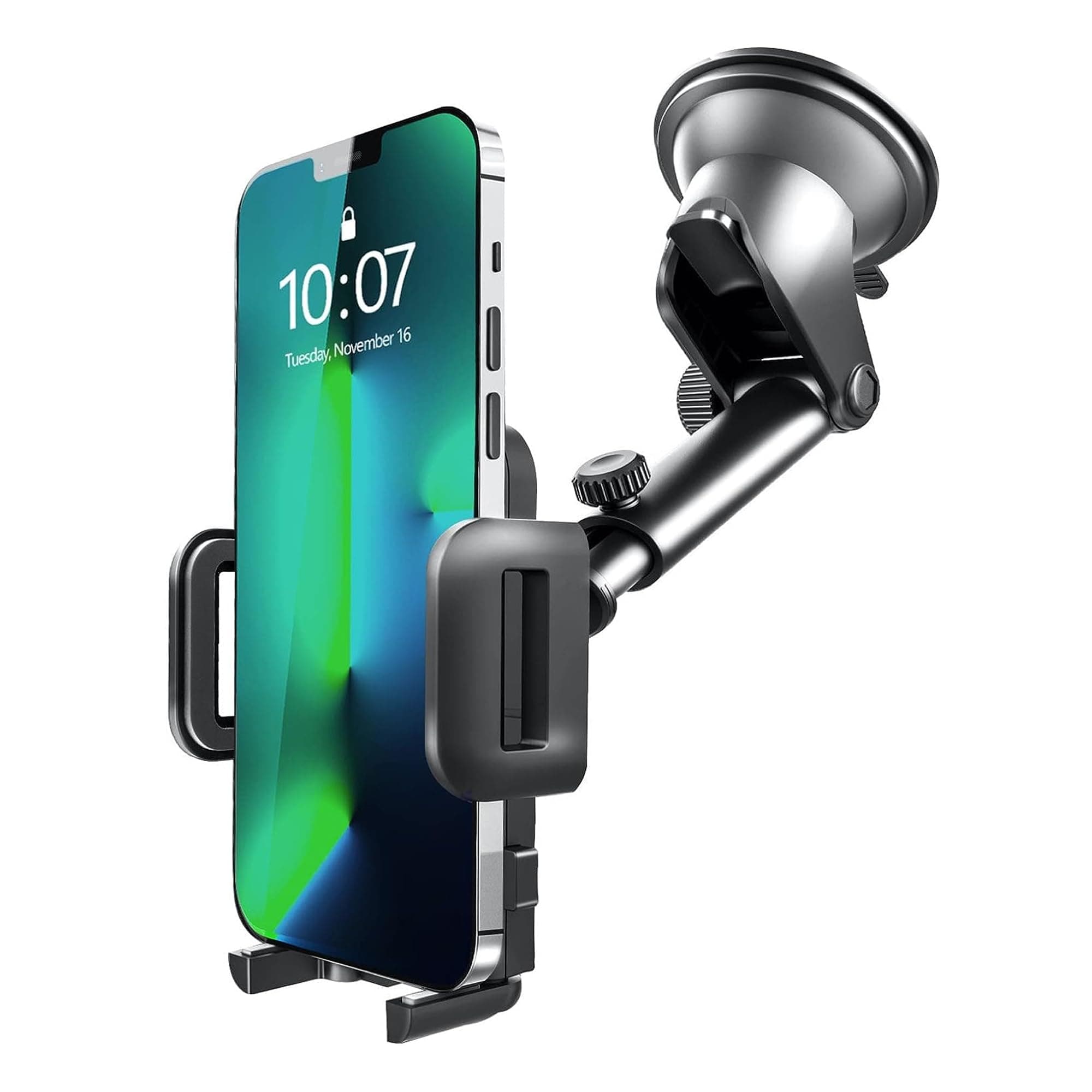 Car Phone Holder, Dashboard Windscreen Car Phone Mount, Universal Car Cradle 360° Rotatable Extendable Arm One Button Release stand for iPhone13 12 11 Pro Max XS Xr X 8 7 Plus, Samsung