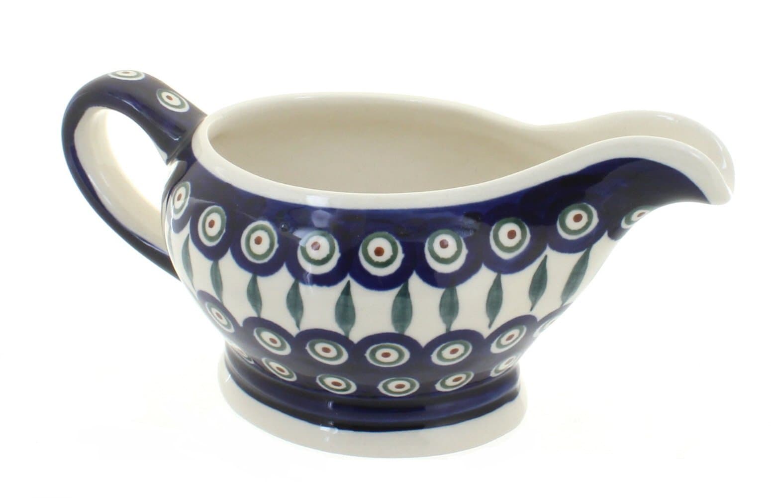 Blue Rose Polish Pottery Peacock Gravy Bowl