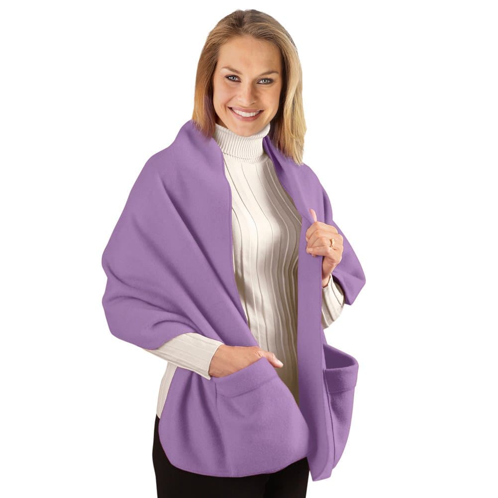 Collections EtcEtc Cozy Fleece Wrap Shawl With Large Front Pockets - Keeps Hands and Shoulders Warm During Cold Winter Season
