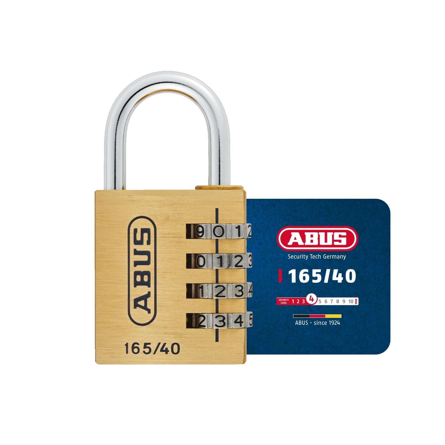 Combination Lock 165/40 - Brass Padlock - with Individually Adjustable Combination Code - Suitcase/Locker - ABUS Security Level 4