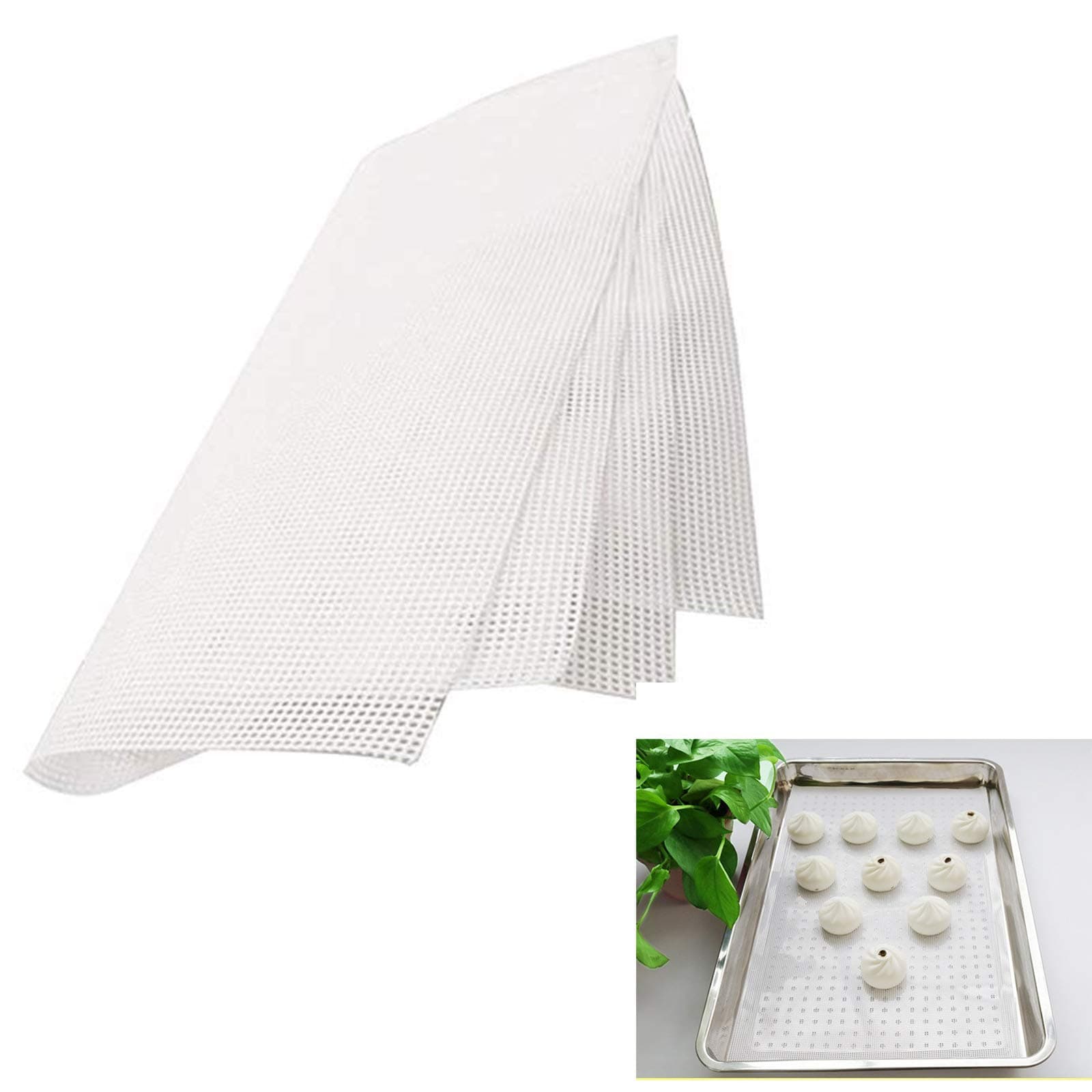 Kitchen Silicone Steamer Mesh Dumplings Mat - 3pcs Reusable Bamboo Steamer Mat, Non-Stick Food Grade Silicone Steamer Mat For Steaming Basket,60x40cm (23.6" x 15.7")