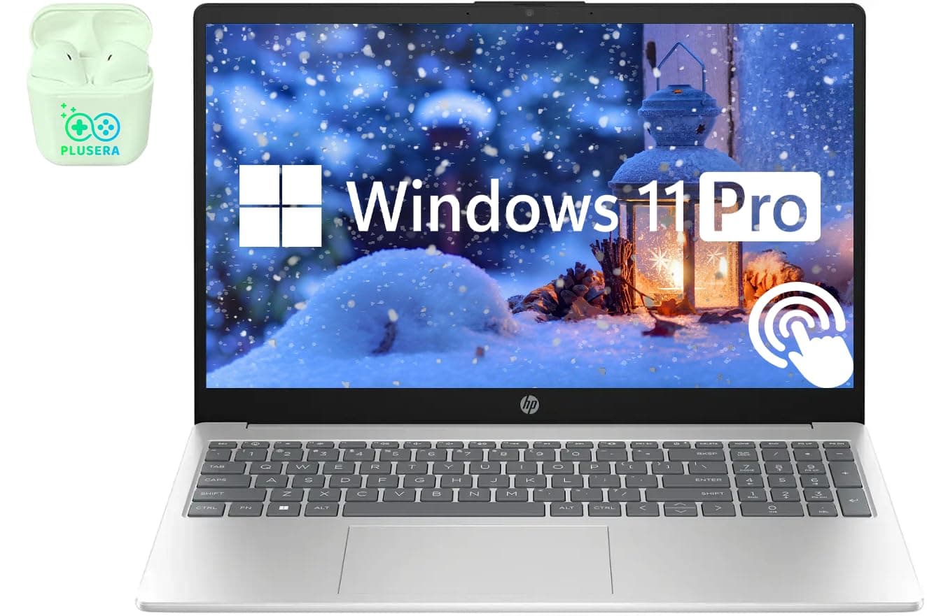 HP 15.6" Touchscreen Business & Student Laptop Computer, 64GB RAM 2TB SSD, 10-Cores Intel Core i5, Windows 11 Pro Laptop with Microsoft Office Lifetime Suite, PLUSERA Earphones, Silver