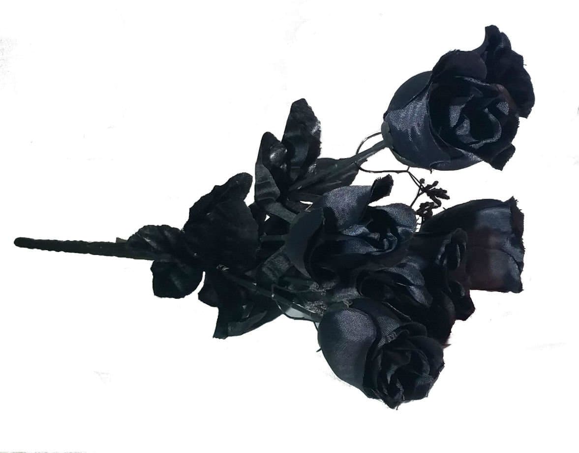 Artificial Black Roses- Real-Looking Everlasting Black Roses Bouquet- 7 Stems Bouquet of Black Roses (1)