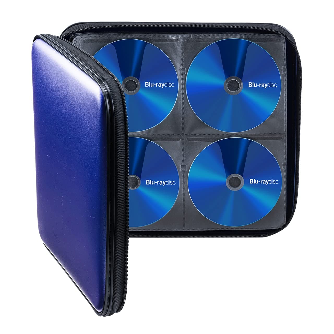 – SANWA 160 Capacity CD Case, Portable DVD VCD Storage Box, Zippered EVA Protective Blu-ray Wallet with Handle, CD Sleeves Holder, Large Disc Organizer for Car, Home, Office, Games, Music, Movie, Blue