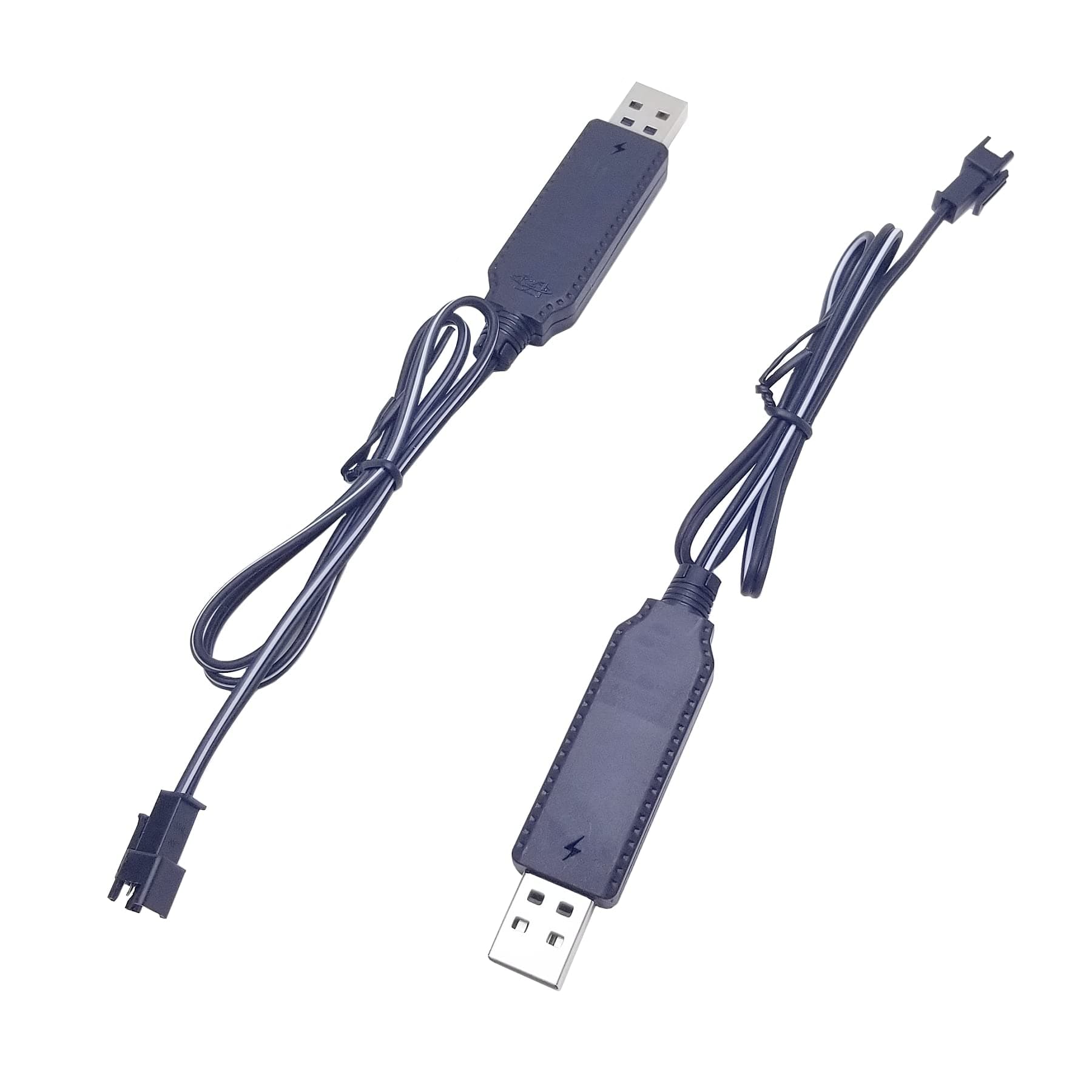 Qjin USB Charger for ORRENTE, Hamdol, Dolanus, Force1 Tornado LED Remote Control Car, 3.7V RC Car Battery Replacement Charging Cord, 2 Pcs