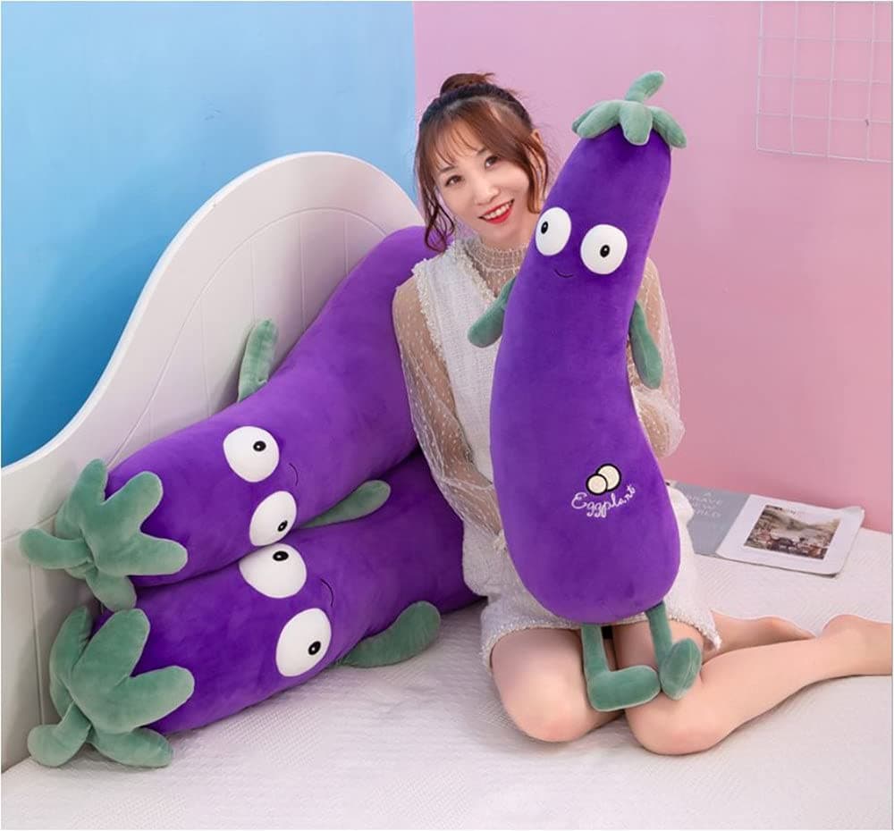 Purple Large Simulation Mr. Eggplant Doll Sleeping Pillow Doll,Plush Toy Cushion (27 inch)