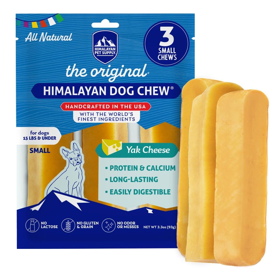 Himalayan Dog Chew Original Yak Cheese Chew, 3 Small Sticks, 1.1 oz, Gluten Free, Healthy Treats, Grain & Lactose Free 100% Natural, Long Lasting for Dogs Under 15 lbs