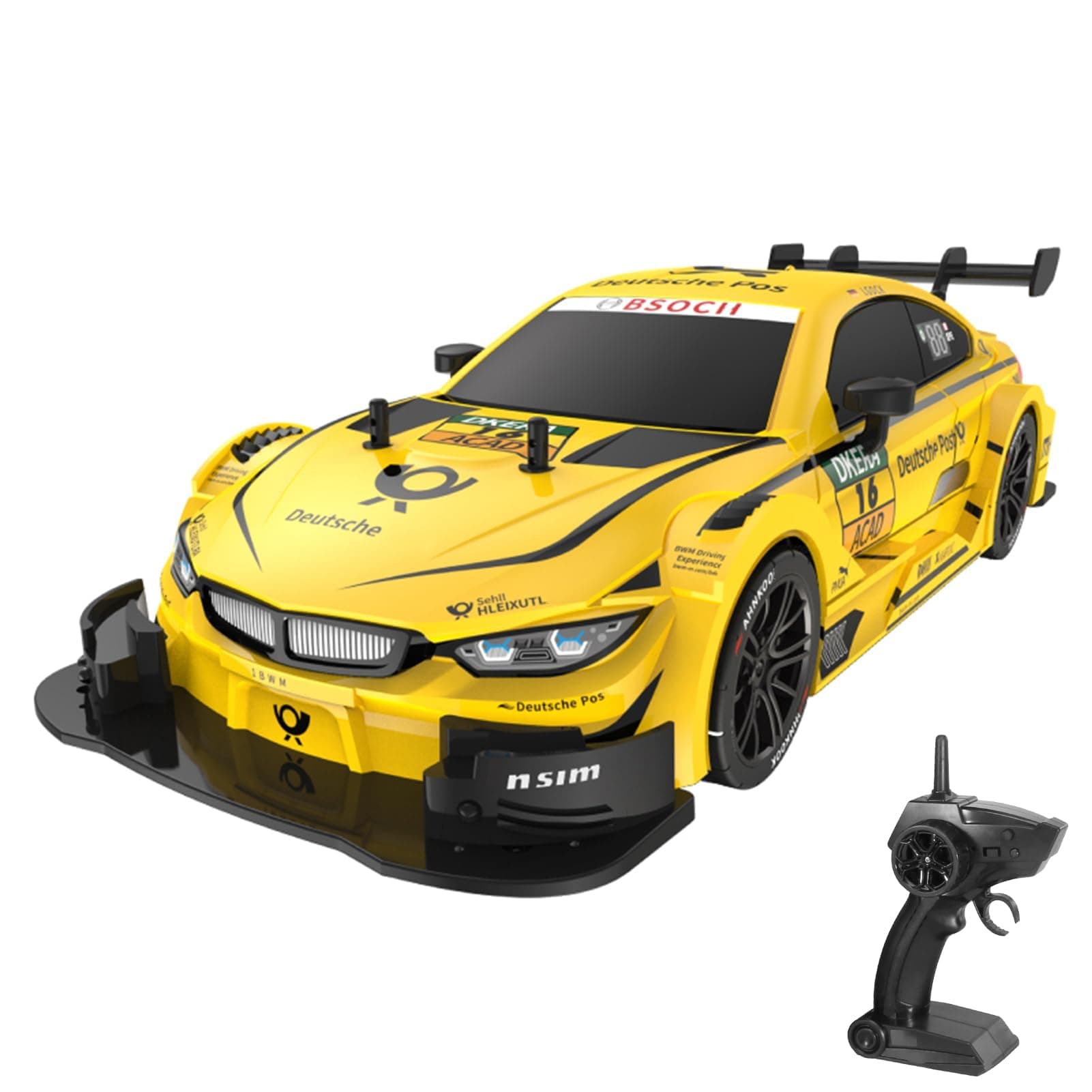 Goolsky RC Drift Car, 1/16 Scale 40KM/H High Speed Remote Control Vehicle for Adults, 2.4GHz 4x4 Drift Racing Car Vehicle with Lights, Electric Toy Gift for Boys Girls