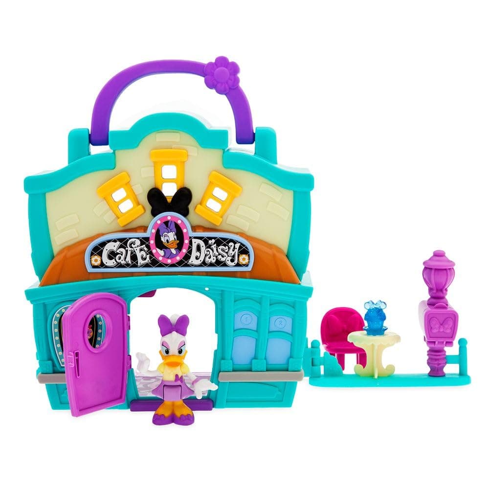 Disney Store Official Daisy Duck Café Playhouse Play Set - Interactive Play House Junior Mickey Mouse Toys - Poseable Daisy Figure, 15-Piece Set, Perfect for Toddlers