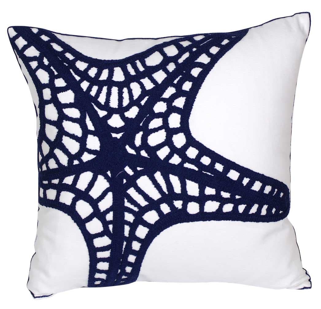 DECOPOW Embroidered Nautical Decor Pillow Covers,Square 18 inch Decorative Canvas Pillow Cover for Nautical Style Deco by 18X18 IN POE01-STA-NAV-N