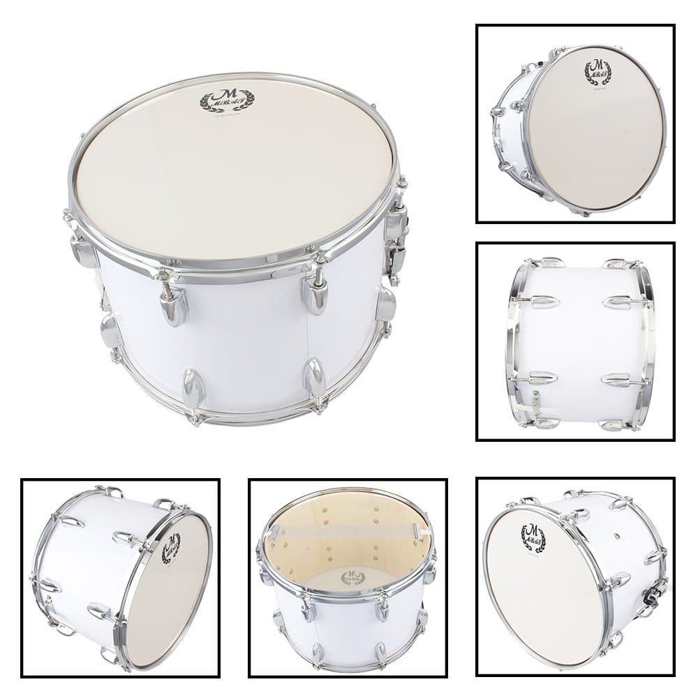 Student Marching Snare Drum Kids Percussion Kit White with Drumsticks Strap