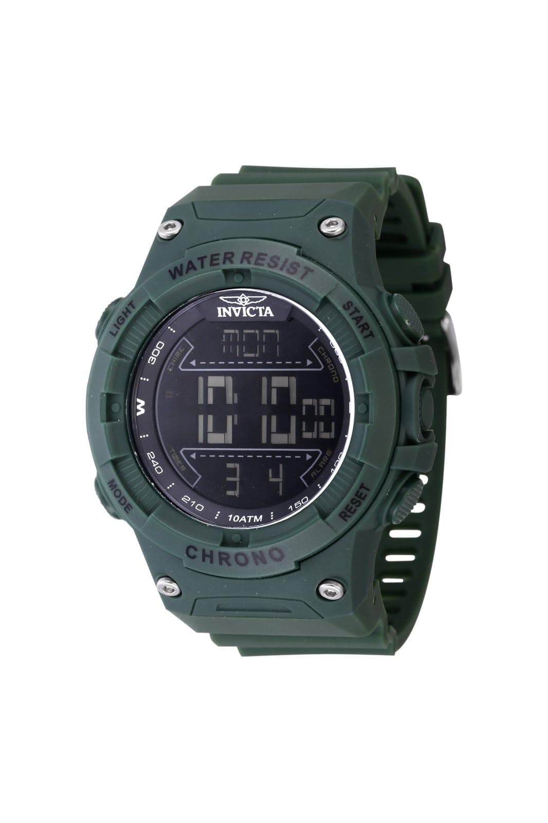 Invicta Racing Men 52mm Plastic Green Black dial Electronic Digital
