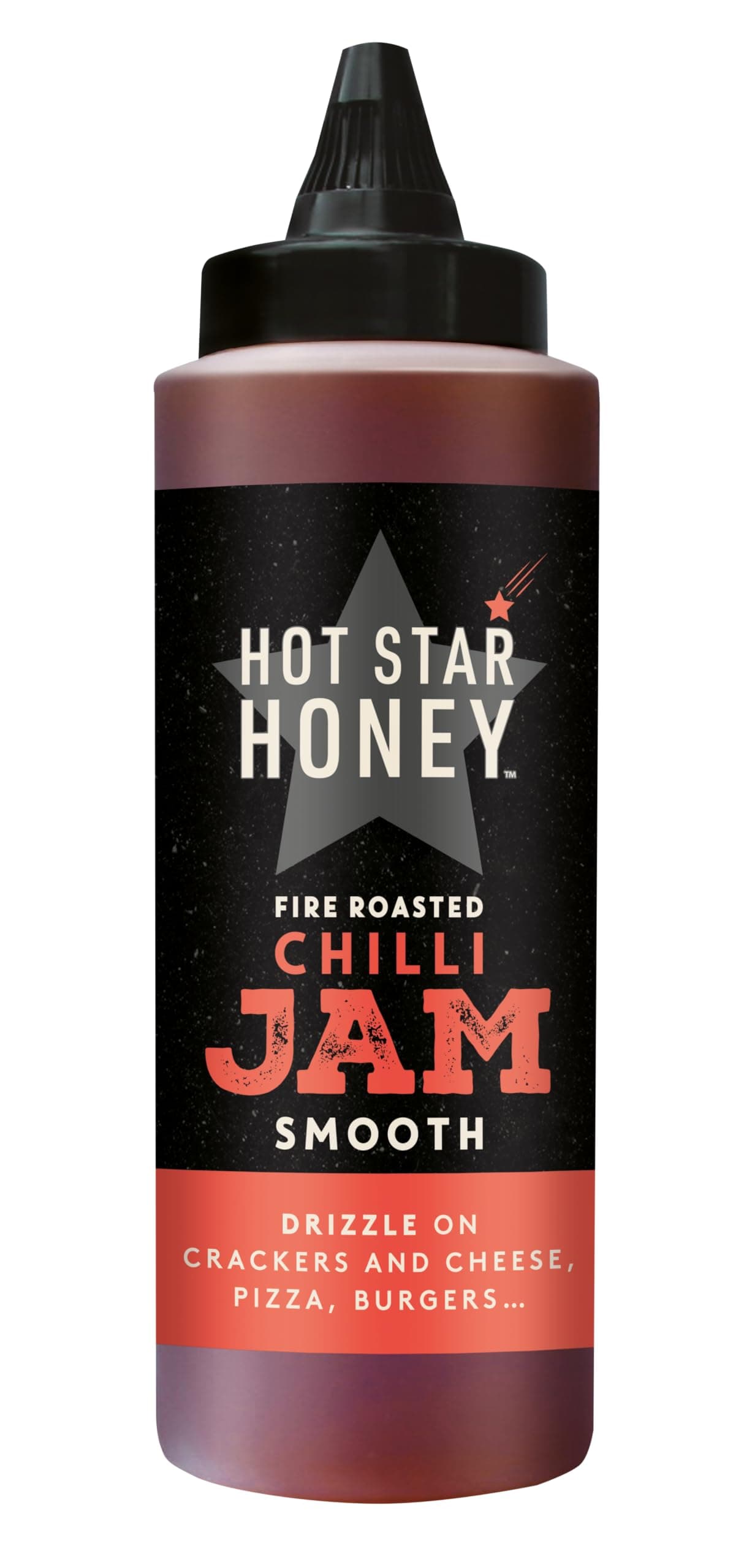 Hot Star HoneyFire Roasted Chilli Jam - SMOOTH CHILLI JAM WITH HONEY AND ROASTED PEPPERS - DRIZZLE ON CRACKERS, CHEESE, PIZZA AND BURGERS - 325g