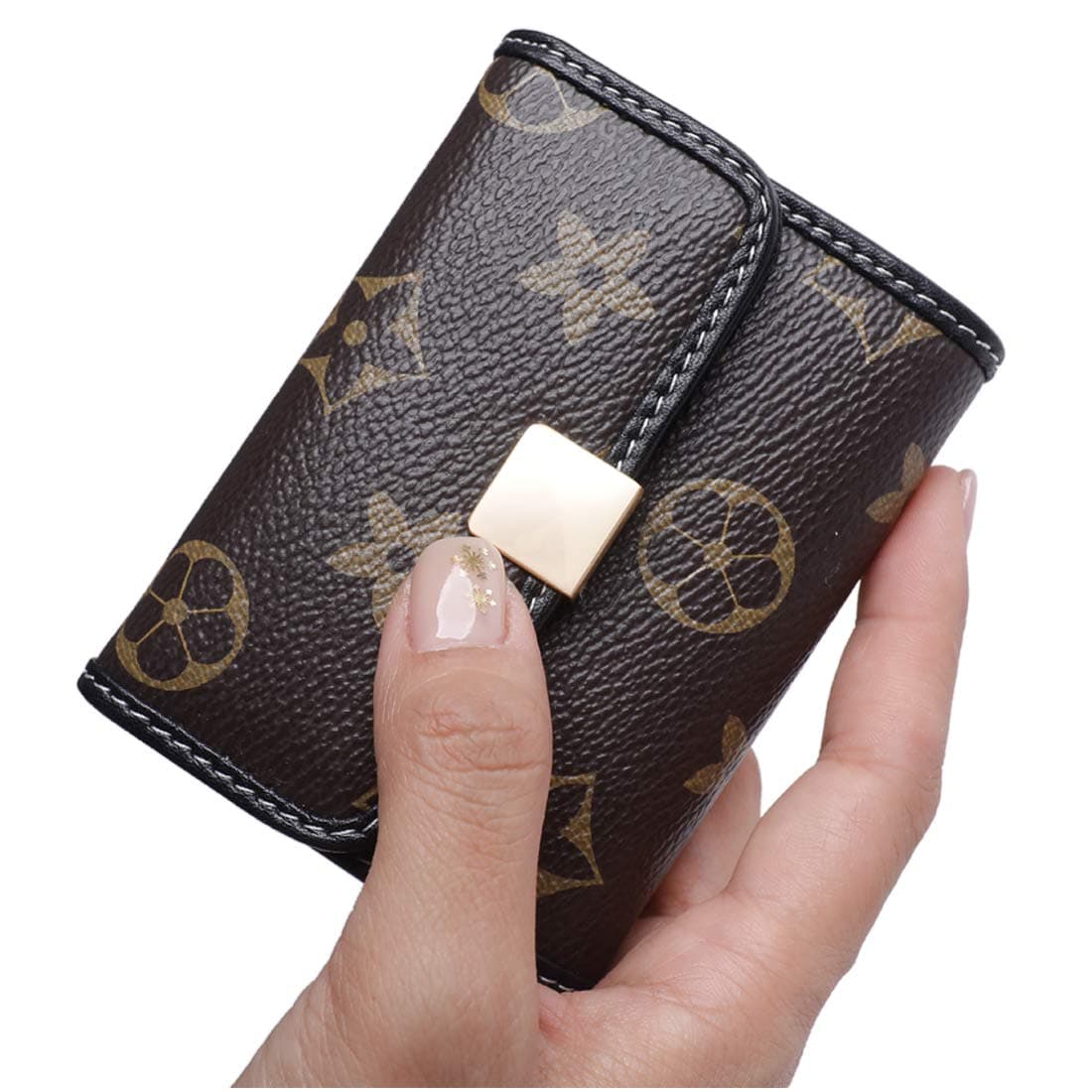 Women's Small RFID Blocking Card Holder Leather Mini Cute Coin Purse Wallet (Coffee)