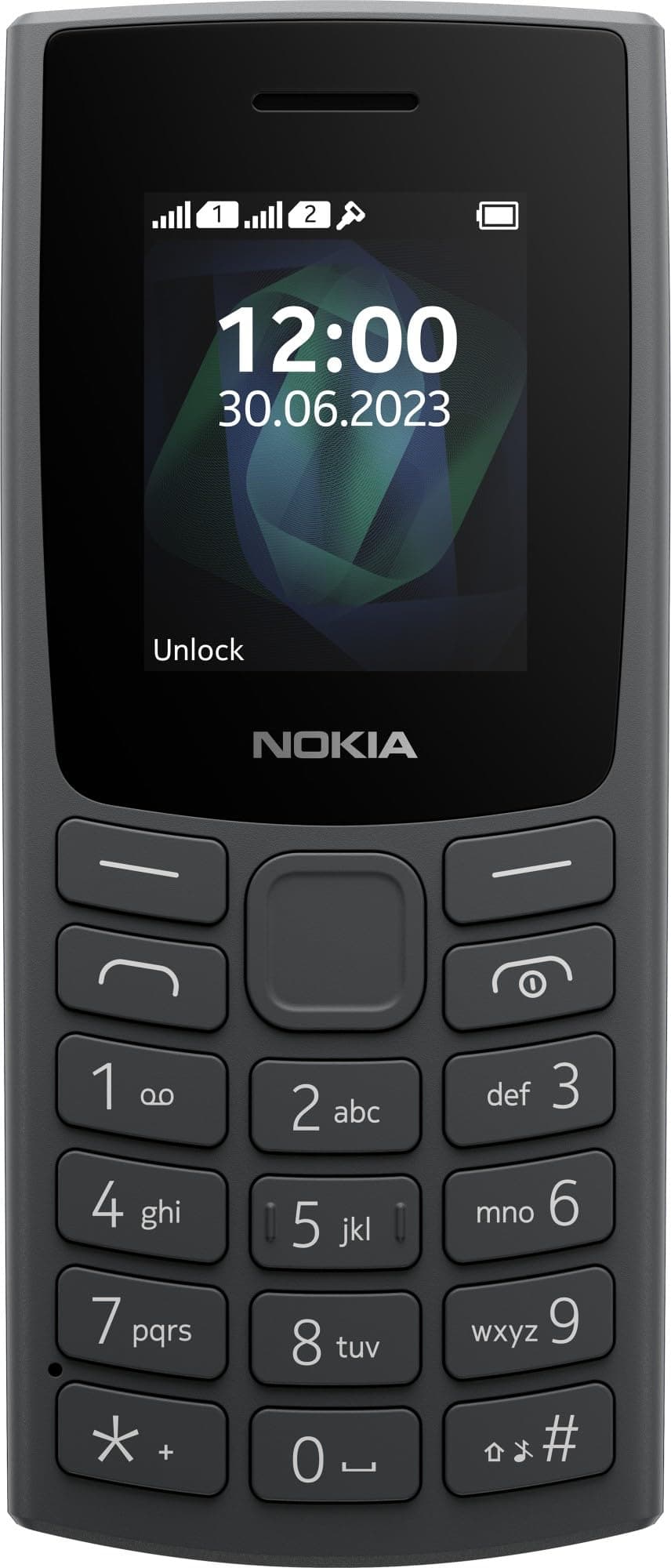 Nokia 105 2G Feature Phone with long-lasting battery, 12 hours of talk-time, wireless FM radio, large display, and tactile keyboard, Dual Sim - Charcoal