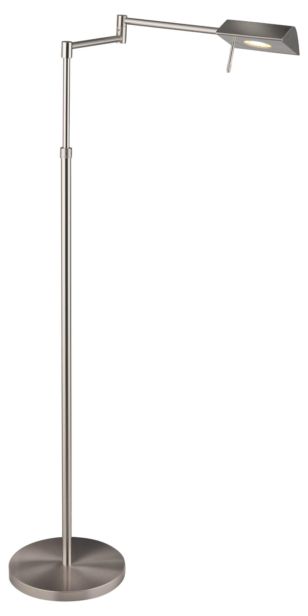 9602LED SN 9602LED Two-Tone LED Swing-Arm Floor Lamp with Two Independent Dimmers, 22" x 22" x 52.75", Satin Nickel