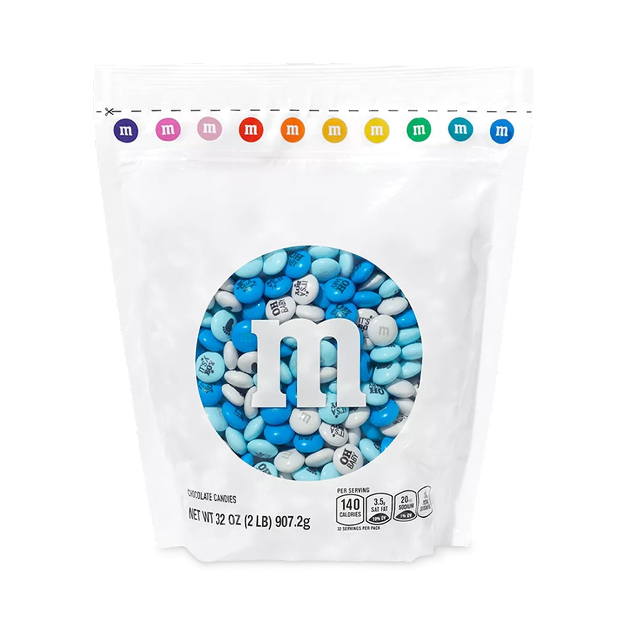 - M&M'S World It's A Boy Milk Chocolate Candy 2lb Bag with White and Blue M&M'S for Baby Boy Showers Gender Reveal Parties and Baby Celebration Favors