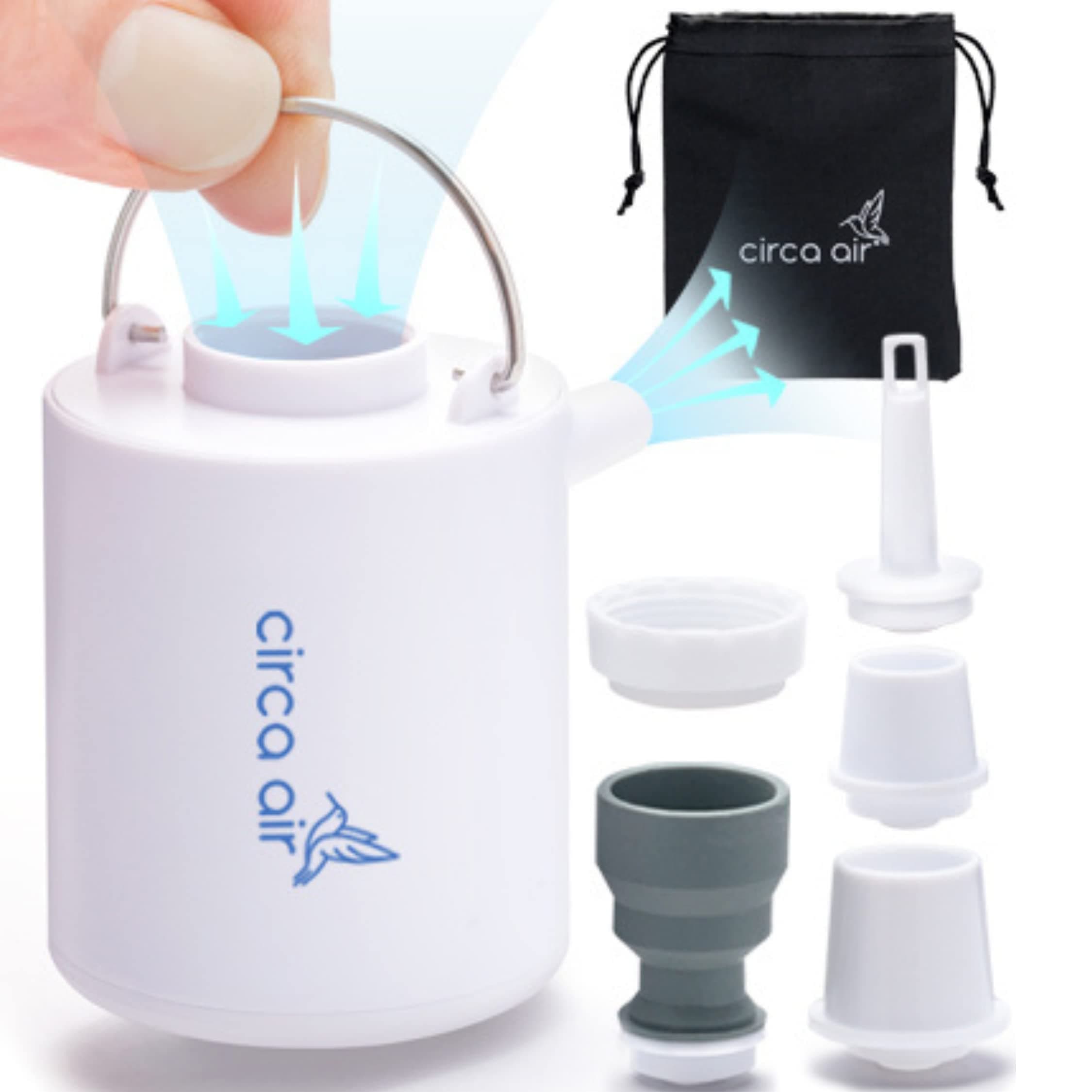 CIRCA AIR Mini Portable Air Pump for Inflatables, Mini Air Pump for Mattress Sleeping Pad, Rechargeable USB Small Air Pump, Travel Vacuum Pump, Tiny Portable Inflator Pump, Pool Float Pump for Toys