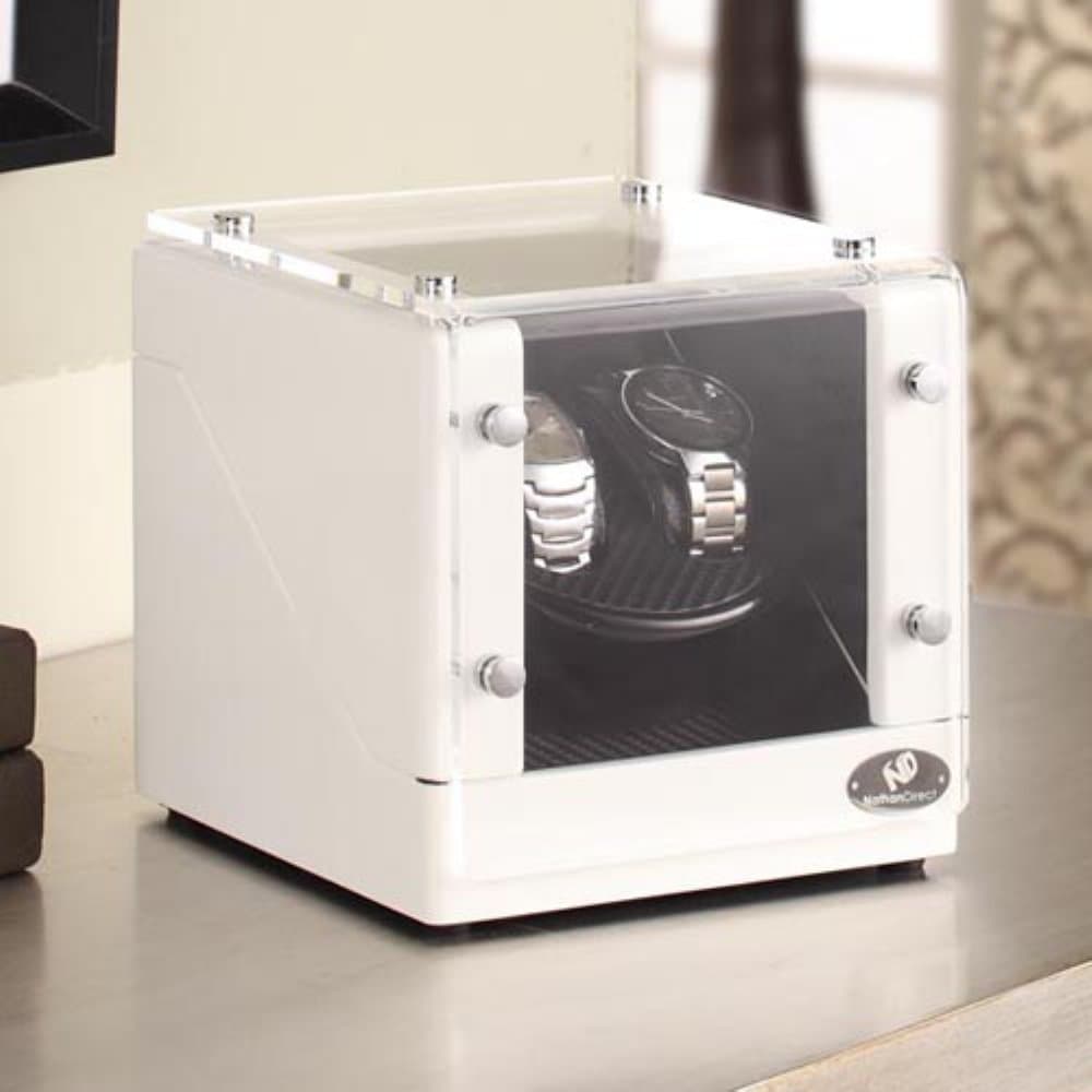 Nathan Direct Racing 2-Watch Automatic Watch Winder with Silent Motor and 4 Program Settings, Black/Black