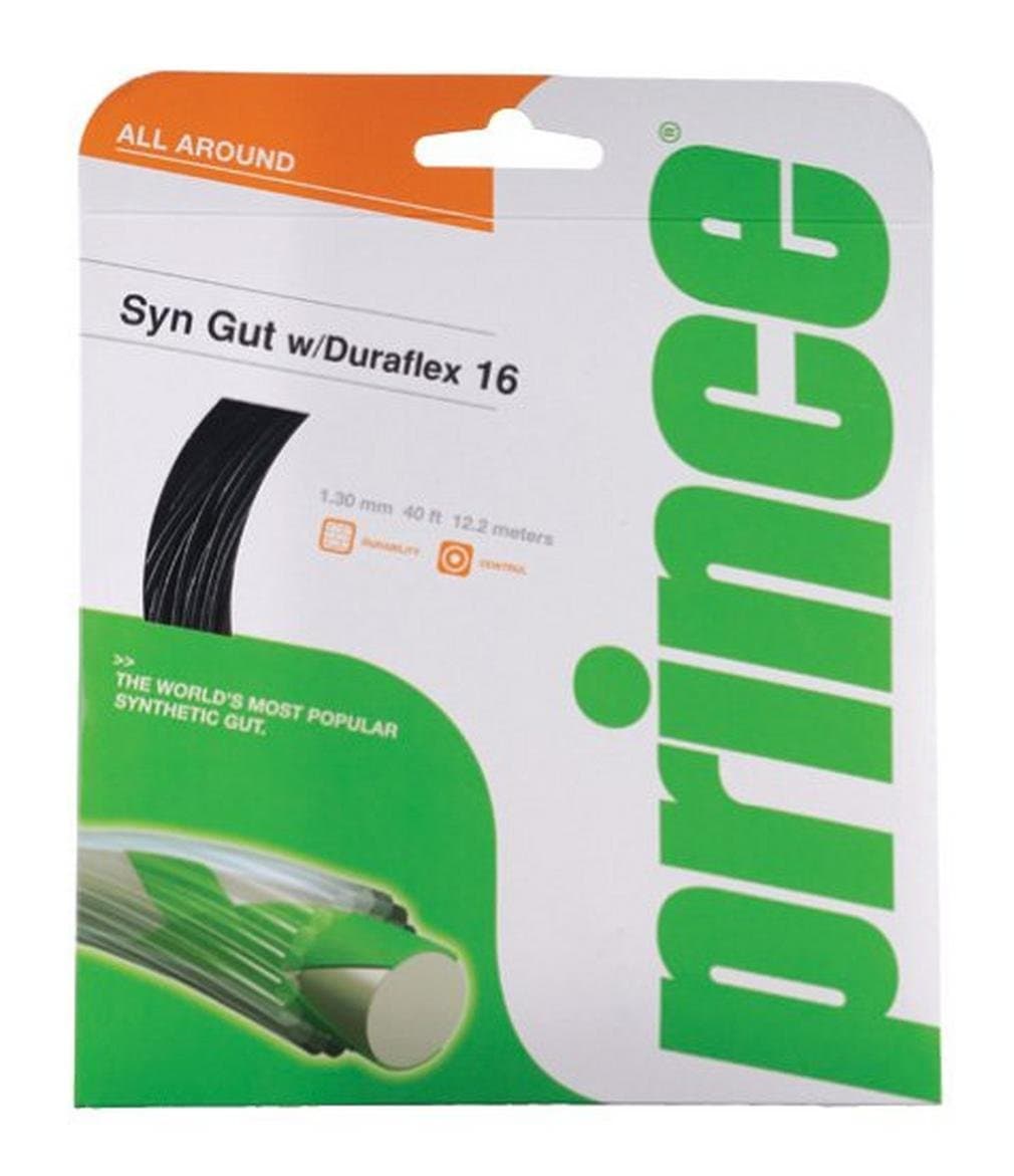 Prince Synthetic Gut Duraflex 16 Racket Strings, 1.30 mm Size, White