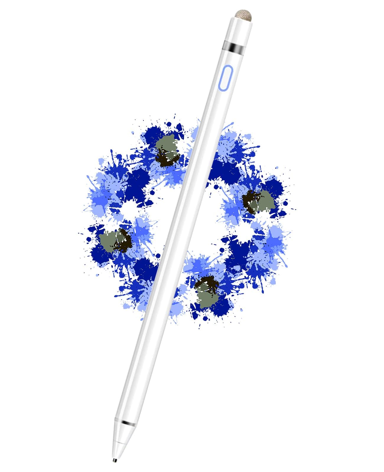 DOGAIN Stylus Pen for iPad and Touchscreens - Active Digital Fine Point Pencil with Dual Touch Function - Compatible with iPad Pro/Air/Mini, iPhone, Samsung, iOS, Android - White