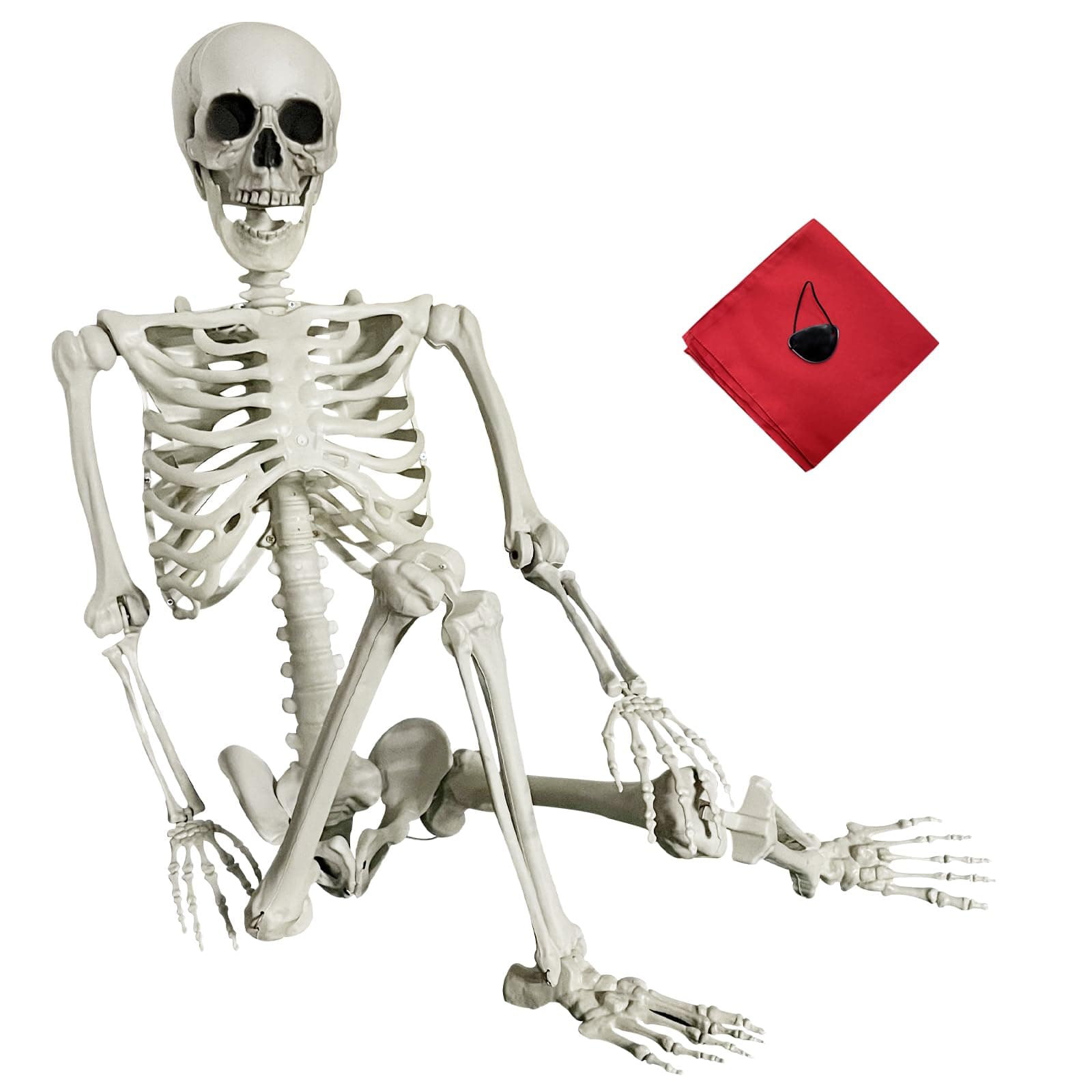 5.4Ft Halloween Skeleton - Life Size Full Body Realistic Human Bones with Posable Joints for Halloween Pose Skeleton Prop Decoration