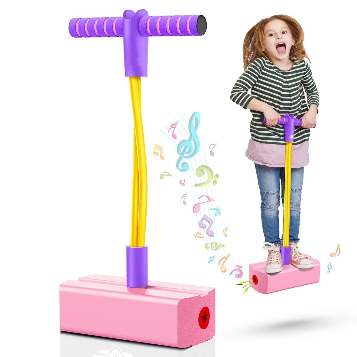 TECH LOGO ELECTRONICS Jumper pogo Stick for Kids - Safe and Fun Bouncing Toy for Indoor and Outdoor Play,Rubber Kids Jumper Toys Toddlers and Kids - Multi Colours (Pink)