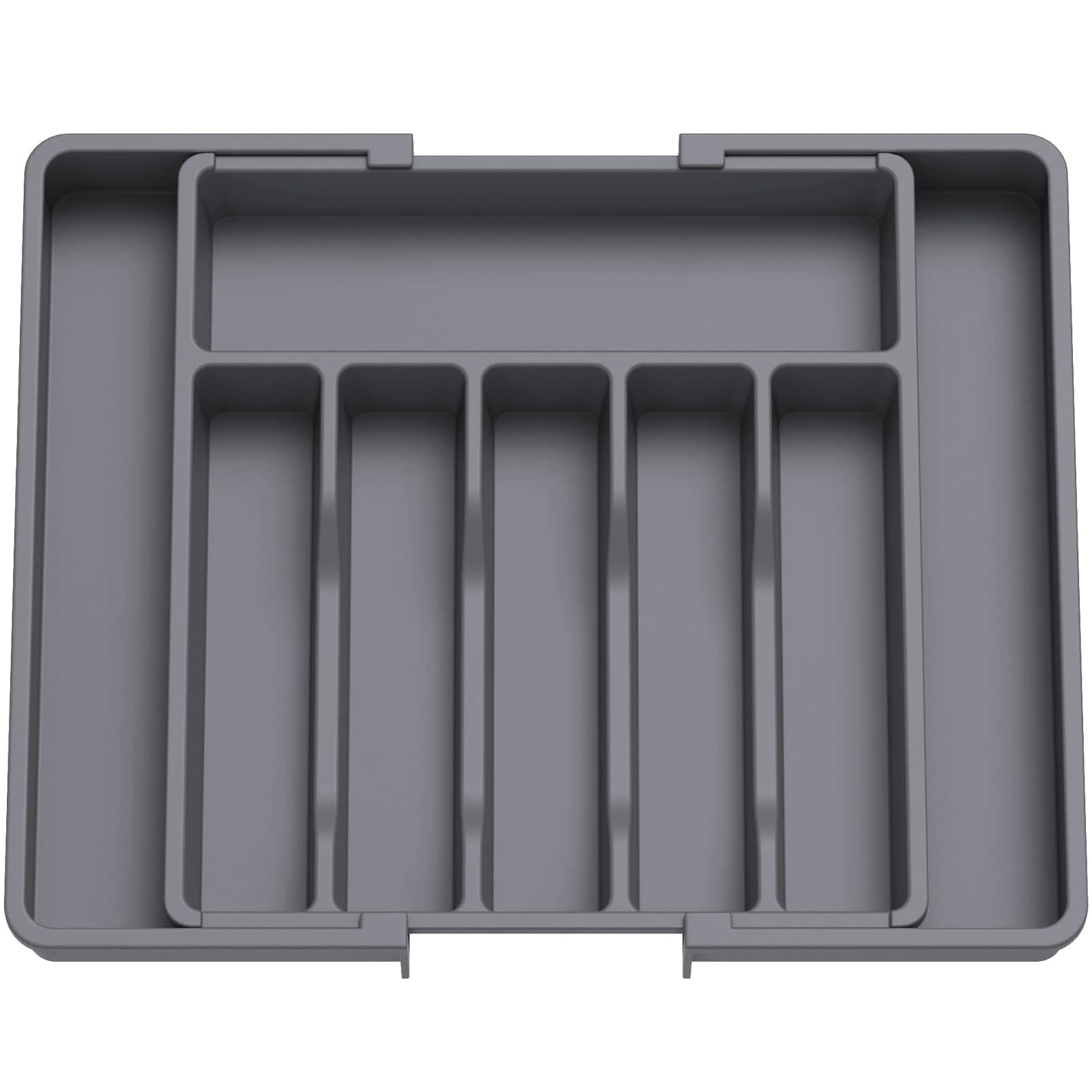 Lifewit Silverware Drawer Organizer, Expandable Utensil Tray for Kitchen, BPA Free Flatware and Cutlery Holder, Adjustable Plastic Storage for Spoons Forks Knives, Large, Dark Gray