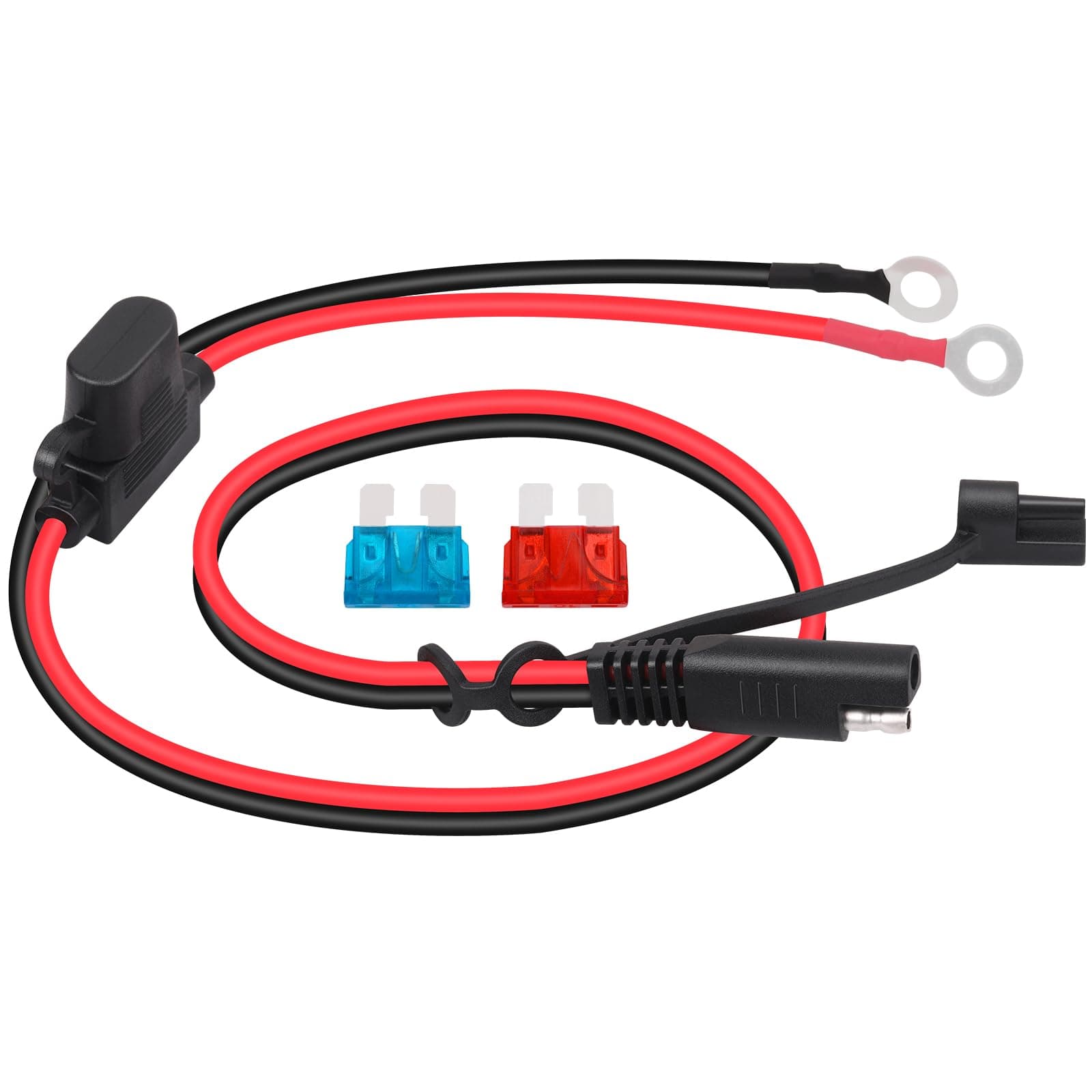 SAE Motorcycle Battery Charger - SAE Charging Cable, Quickly Cuts to 12V Ring Terminal Fuse, Suitable for Motorcycles, Tractors, Cars