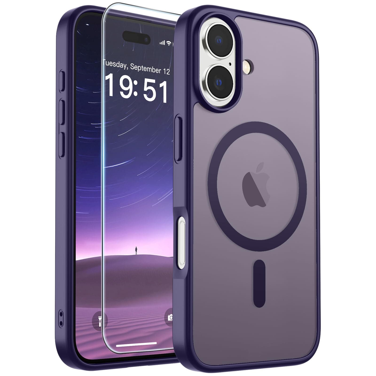 Magnetic for iPhone 17 Case (Compatible with MagSafe)(Military Grade Drop Protection) Translucent Matte Shockproof with Anti-Fingerprint Phone Cover,Dark Purple