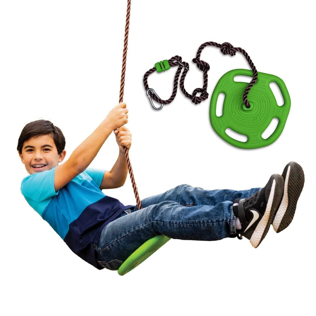 Swurfer Disc Tree Swing - Swing Sets for Backyard, Outdoor Swing Playset, Swingset Outdoor for Kids, Easy Installation, Adjustable Heavy Duty Braided Rope, Weather Resistant, Ages 4 & Up