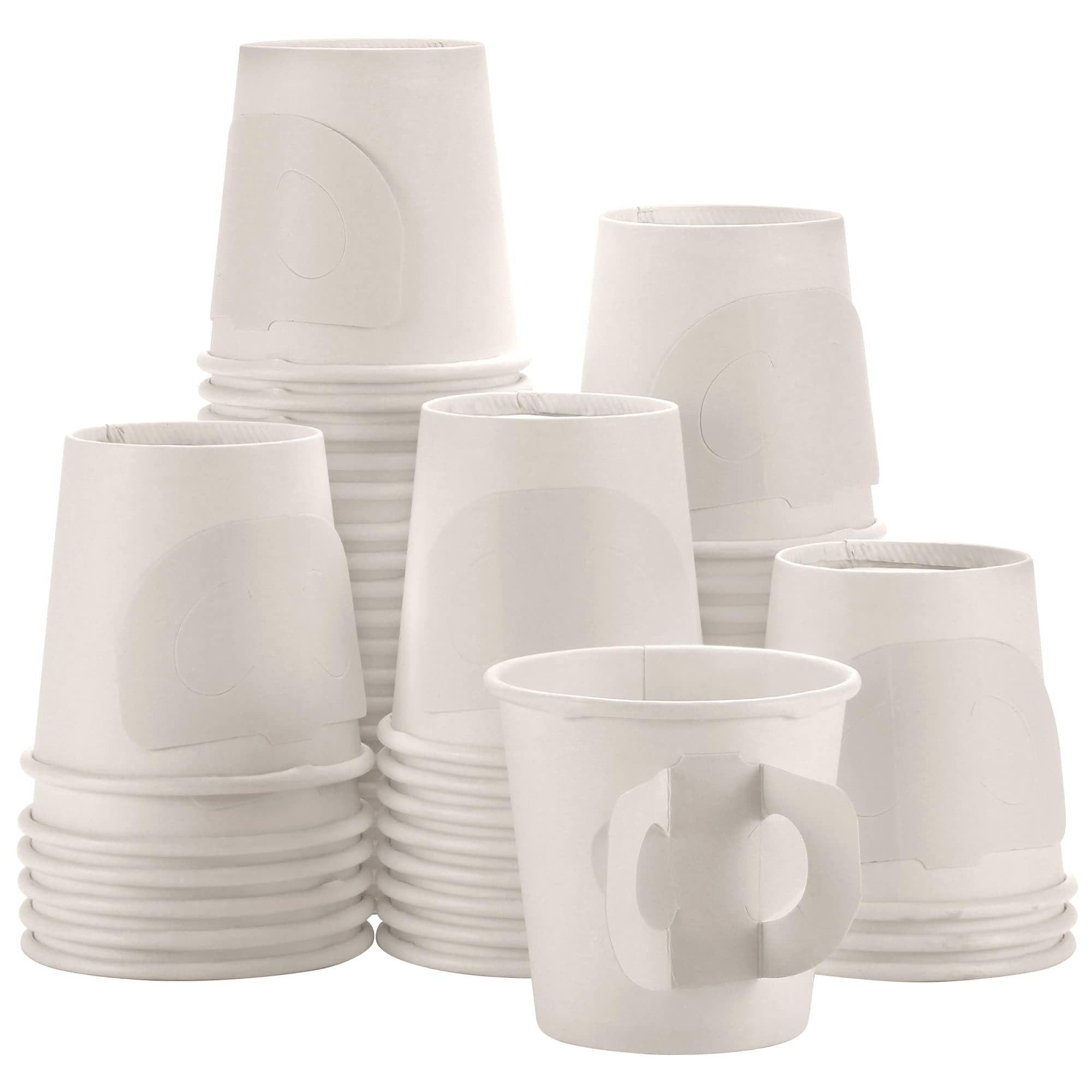 King Zak Disposable Espresso Paper Cup with Handle - 4 oz | Cream Color | Pack of 1000