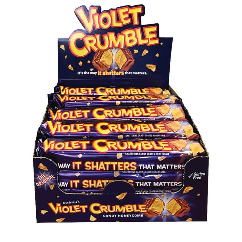 Violet Crumble Chocolate Bars – 20 Count Box – Honeycomb Toffee Covered in Rich Chocolate – Made in Australia