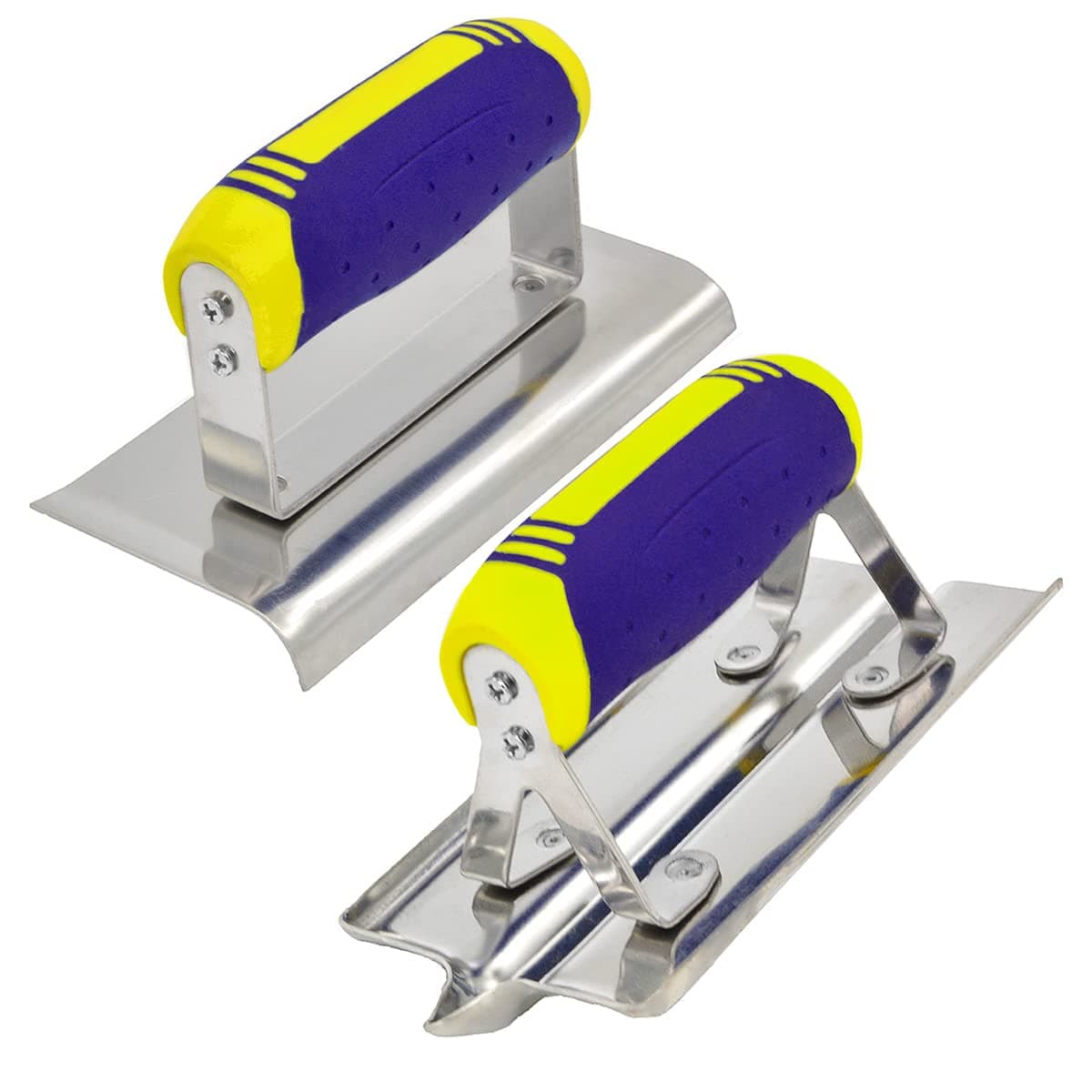 Concrete Tools Set Stainless Steel Concrete Hand Edger (6" x 3", 1/2" R) and Groover (6" x 3", 1/2" W,1/2" D) Plaster Stucco Cement Finishing Tool Kit