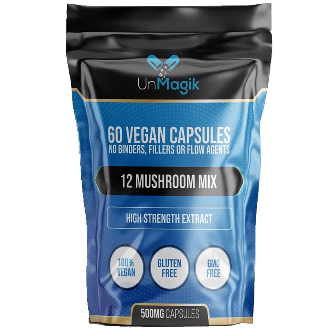 30:1 Highest Strength 12 Mushroom Mix Complex 12 of The Best Extract Powder Capsules 60x500mg