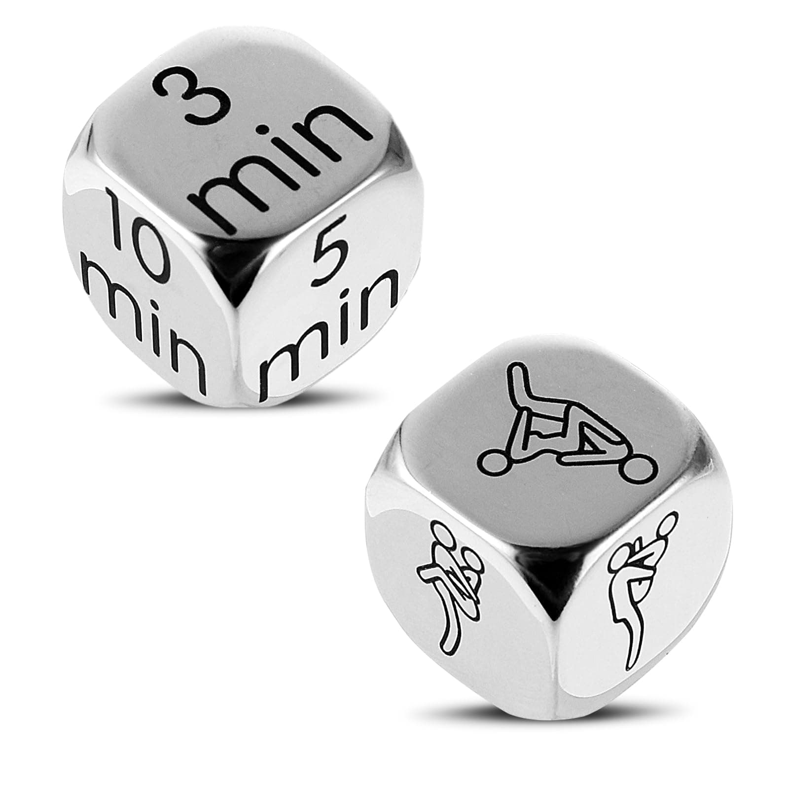 Date Night Dice for Couples, 2 Pieces Funny Date Night Dice Valentine's Day Novelty Gift Stainless Steel Dice Gifts for Husband Wife Bride Groom Wedding Engagement Birthday Gifts for Women Men