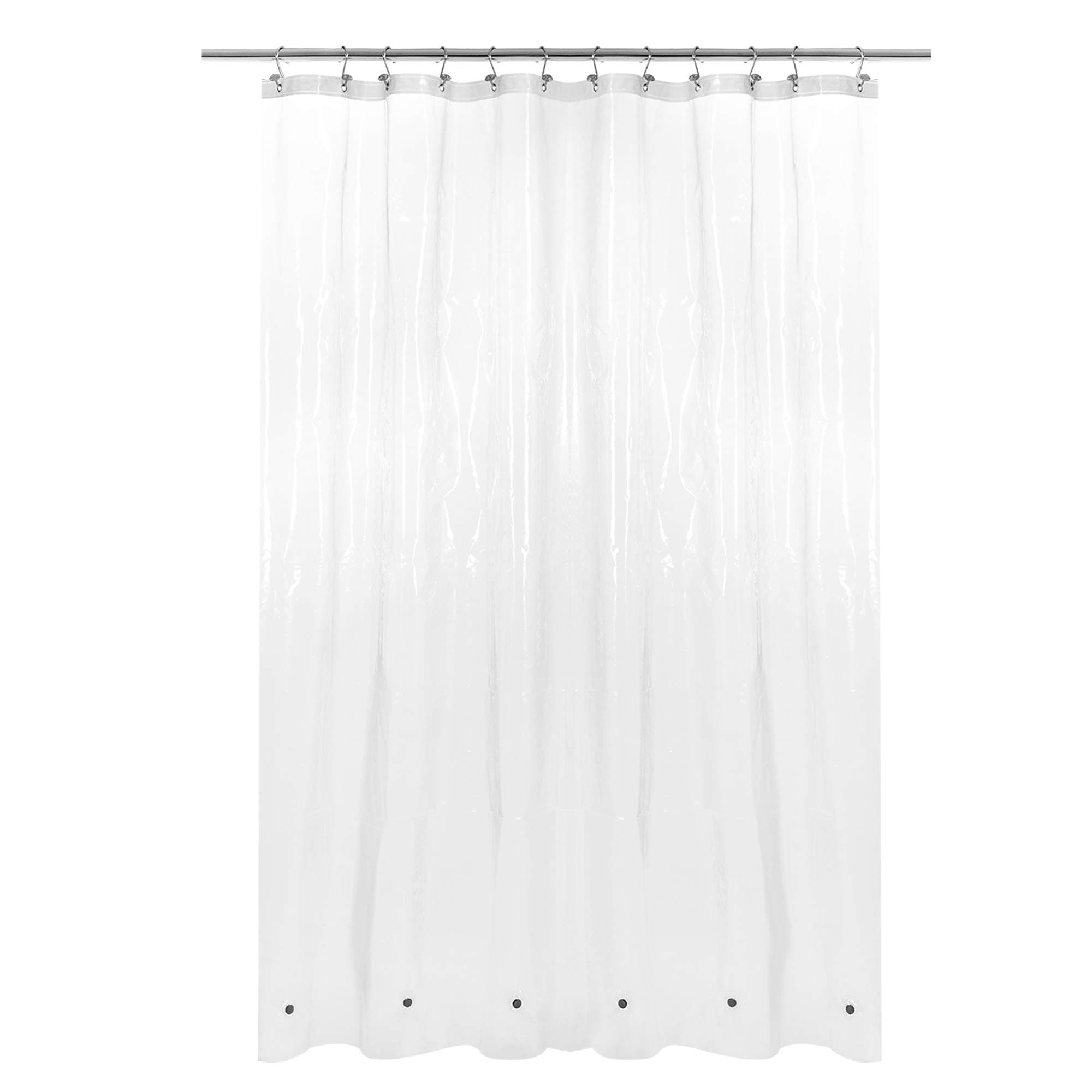 Barossa Design Extra Long Shower Curtain or Liner 72x80-6 Magnets on Bottom, PEVA, Waterproof, PVC Free, Metal Grommets - 72 x 80 Inches, Clear