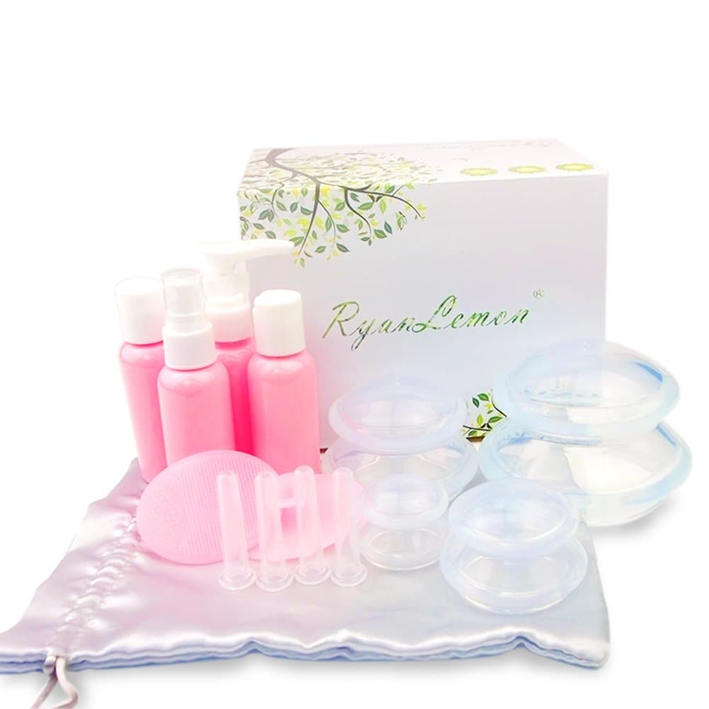 Silicone Cupping Set Massage Cupping Set Cellulite Cupping Set 4 Size with Bonus Facial Cupping Therapy 4 Massage Brush 2 Travel Bottles 4 (Bonus Color Random)