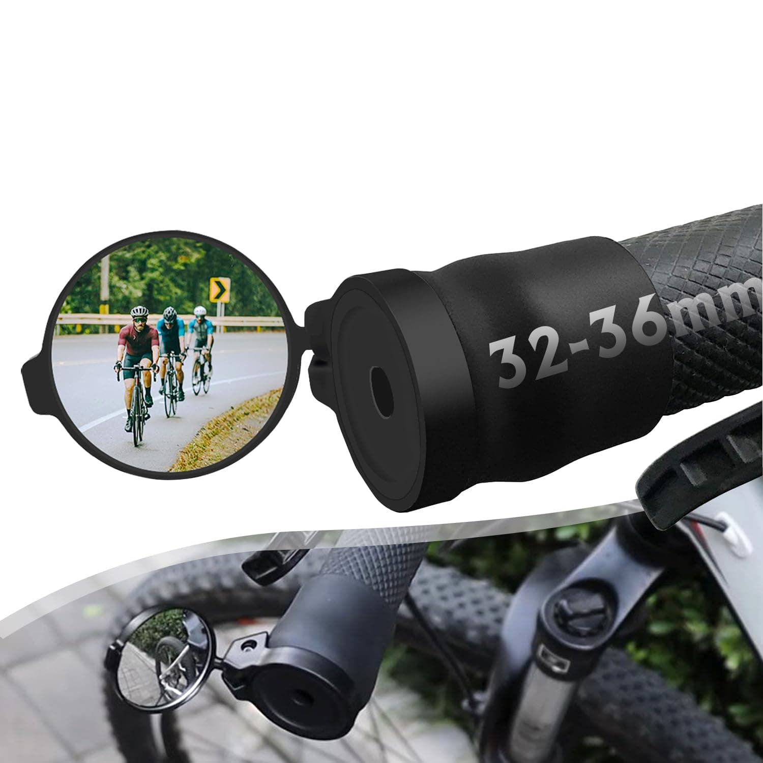 Arkham Bicycle Mirrors for Handlebar, Mini Rear View Mirrors Foldable Rubber Mounting Sleeve for Handlebars, Handlebar End Wheel Mirror 360° Rotating Universal Bicycle Mirror for Mountain Bike