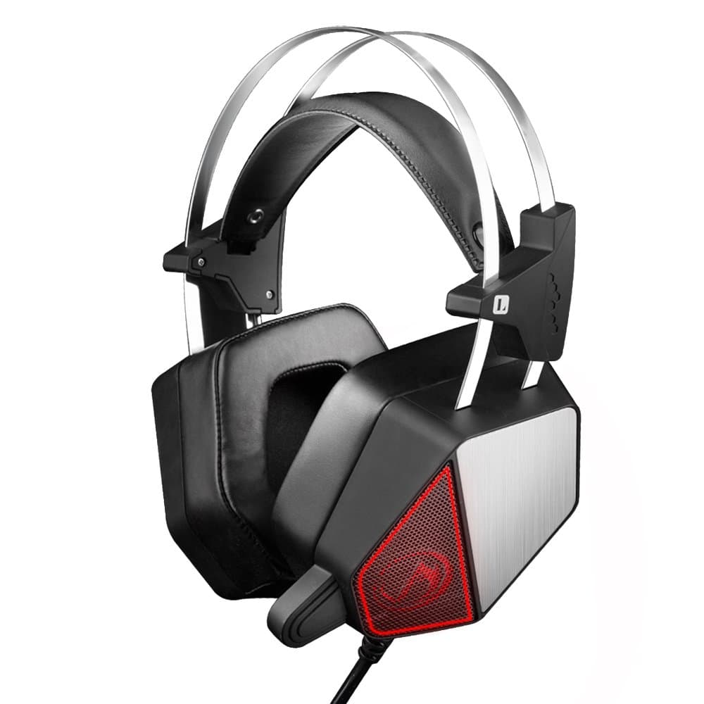 Gaming Headset - Wired, Over-Ear Headphones For PC Computer - Stereo Surround Sound - Built-In Microphone, Changing LED Lights - with USB Cable Plus 3.5 mm Audio Jacks