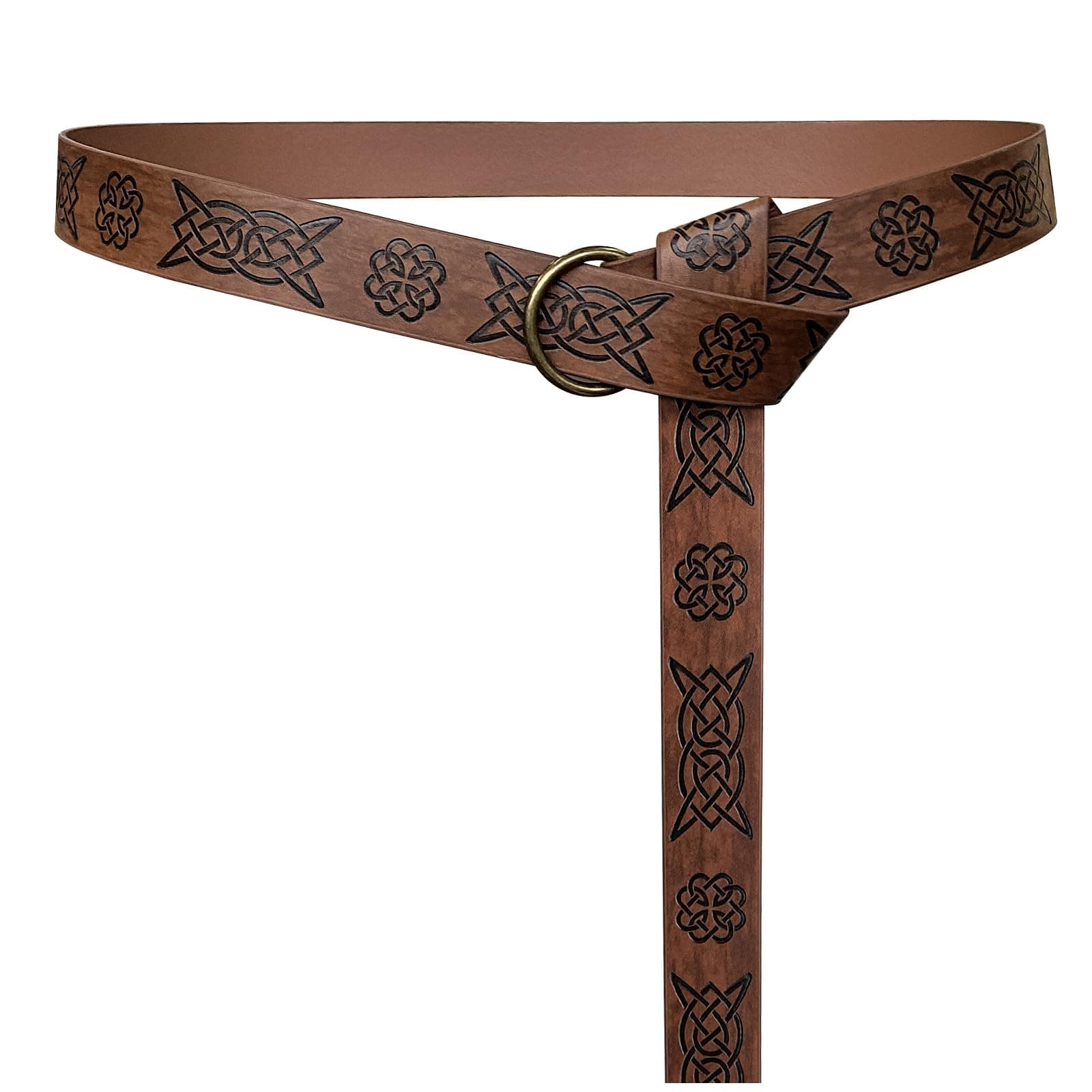 Medieval Embossed PU Leather O-Ring Belt, Retro Renaissance Knight Belt